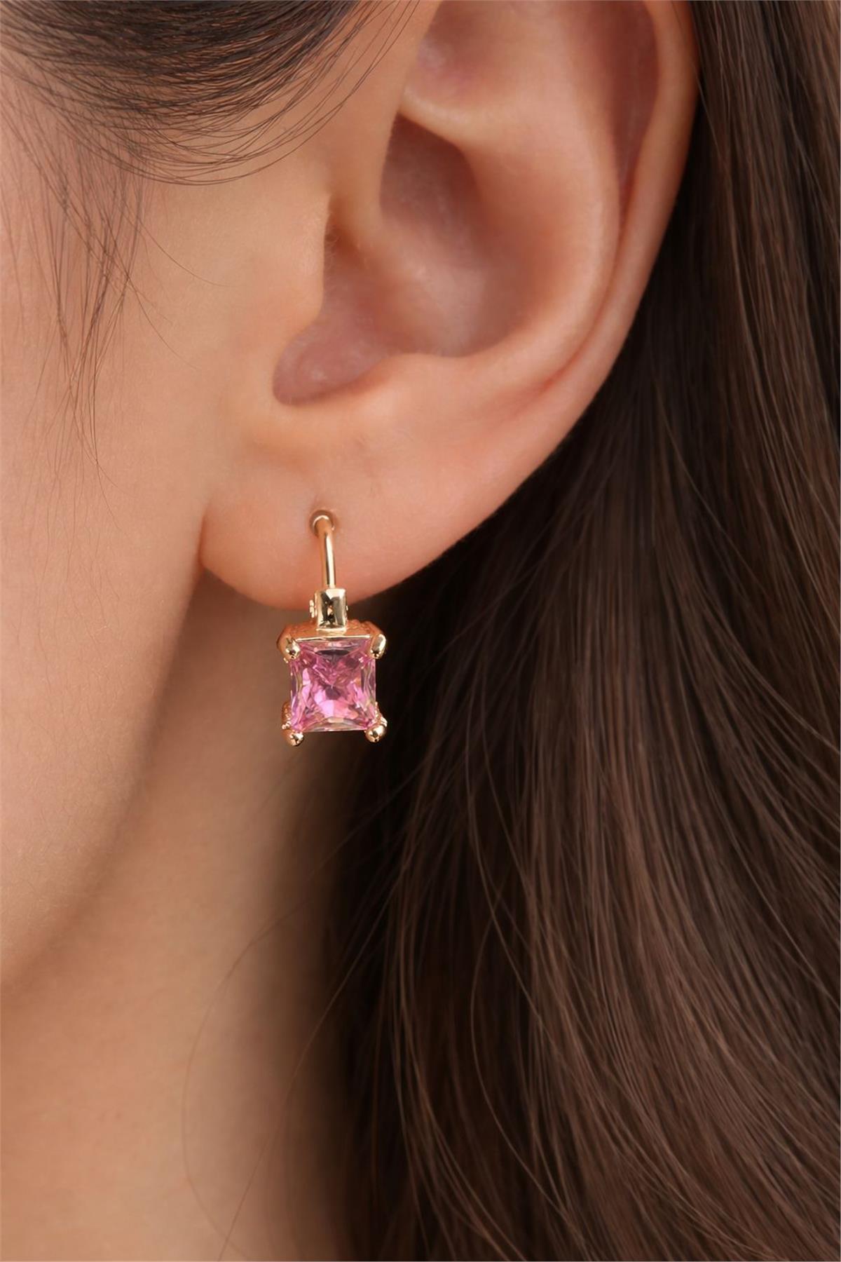 Gold Pembe Halka Küpe 