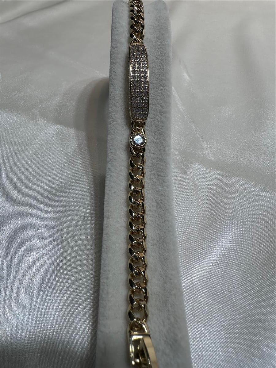 Gold Plaka Model Ortası Taşlı 14.K