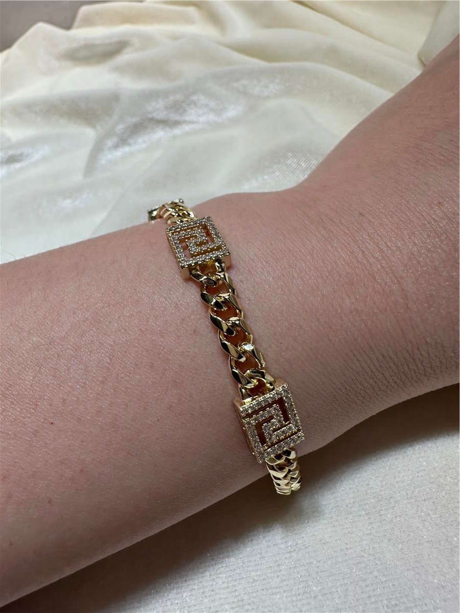 Gold Zirkon Taş İthal 14.K Versace  Bileklik 