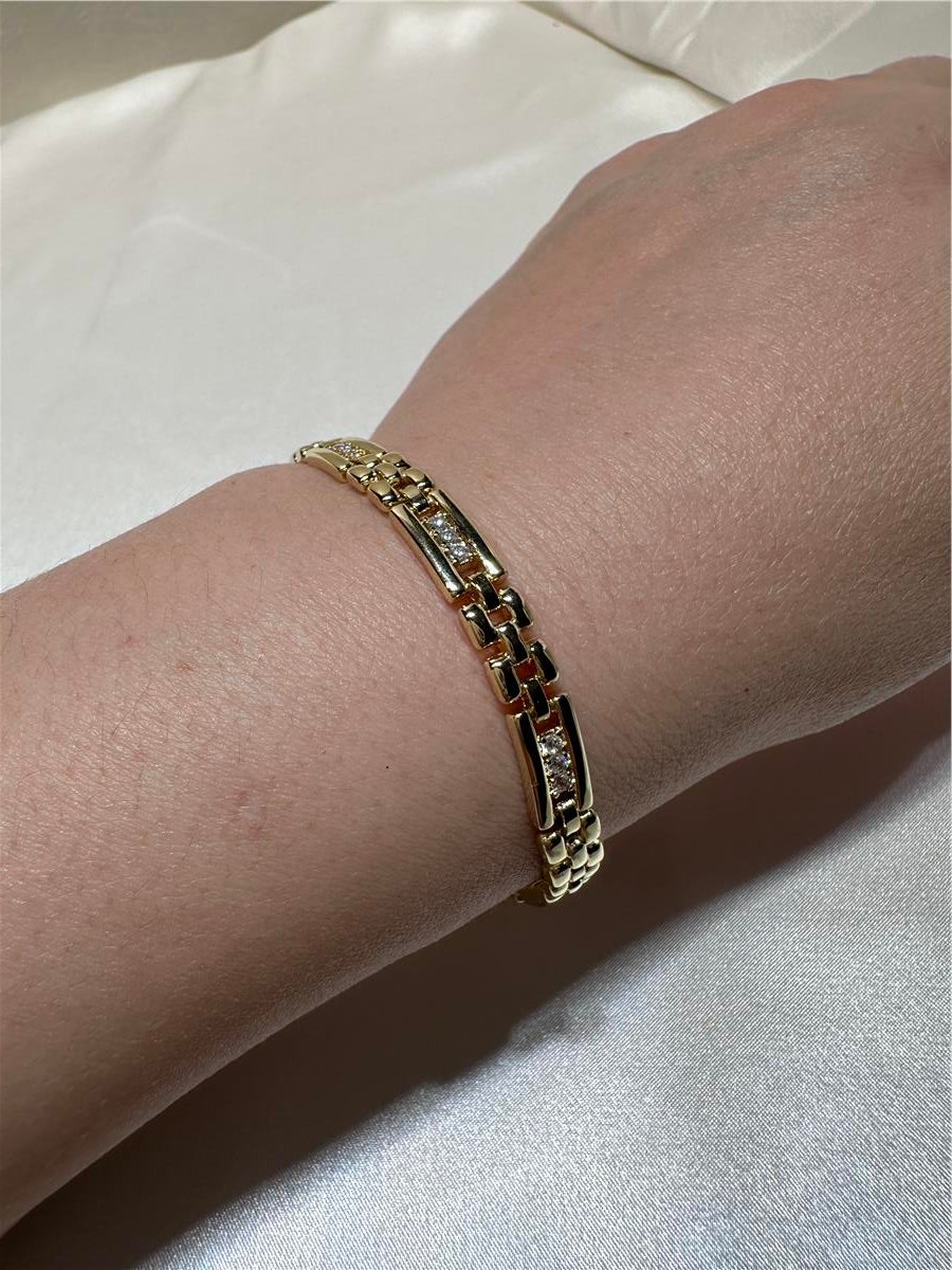 Gold Zirkon Taş İthal 14.K Mısır Model Bileklik 