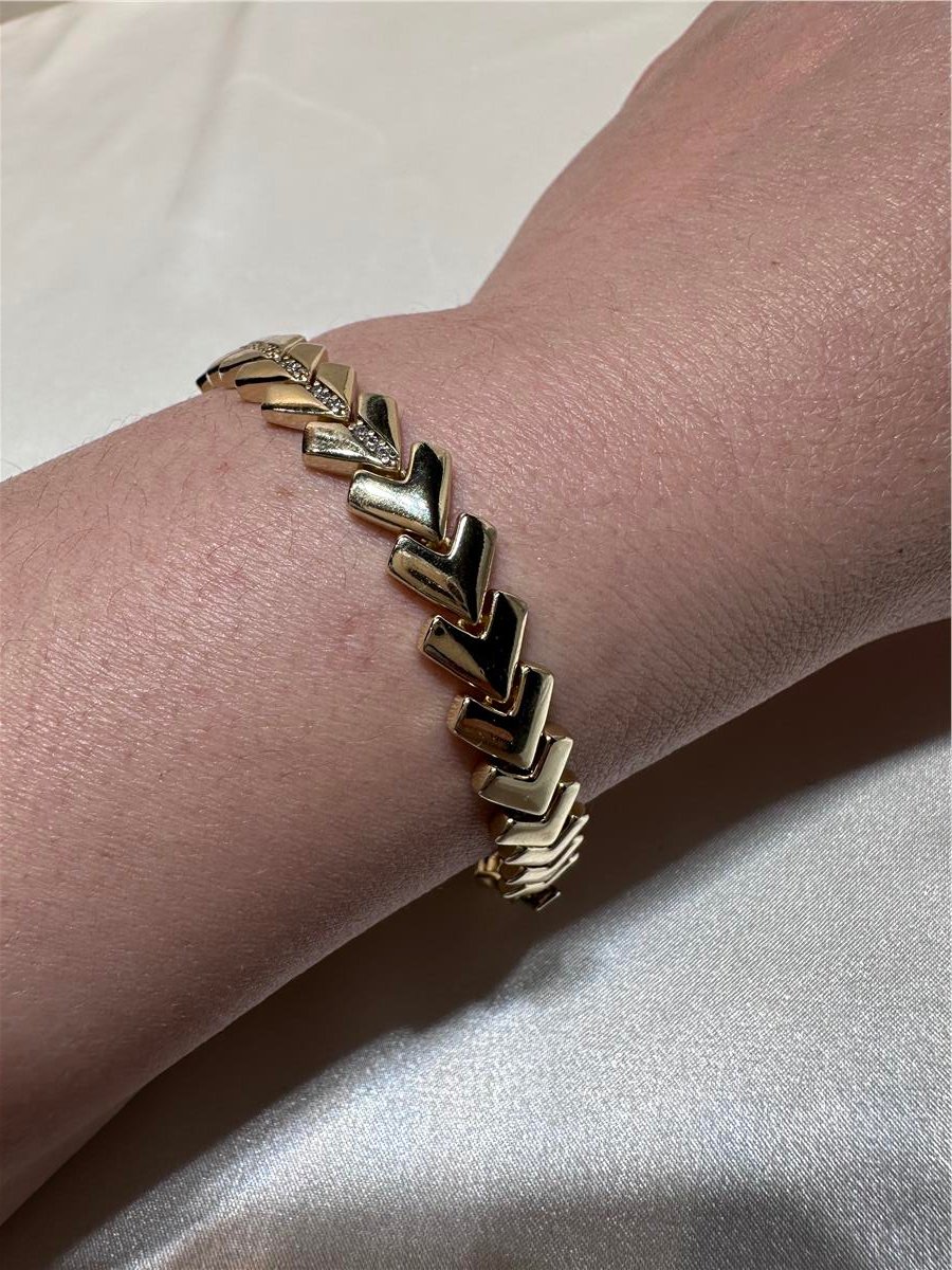 Gold Zirkon Taş İthal 14.K Yön  Bilekliği