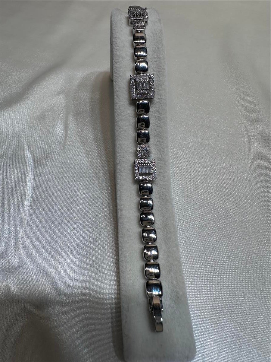 Gümüş Baget Desen İthal Zirkon Taş 