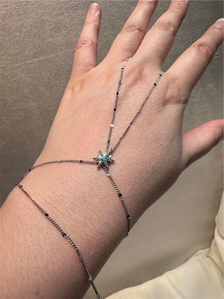 Gümüş Kutup  Yıldız Model Zirkkon Taşlı Şahmeran 