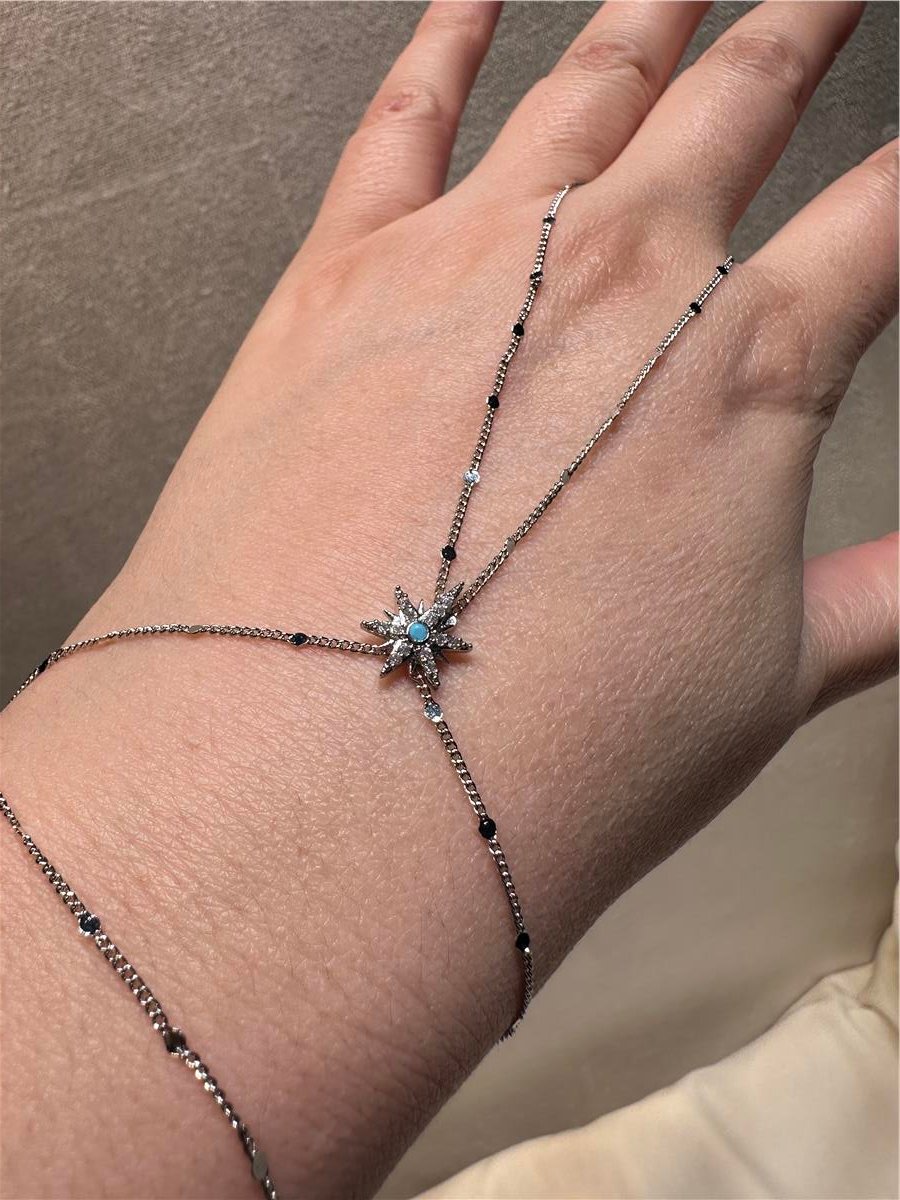 Gümüş Kutup  Yıldız Model Zirkkon Taşlı Şahmeran 
