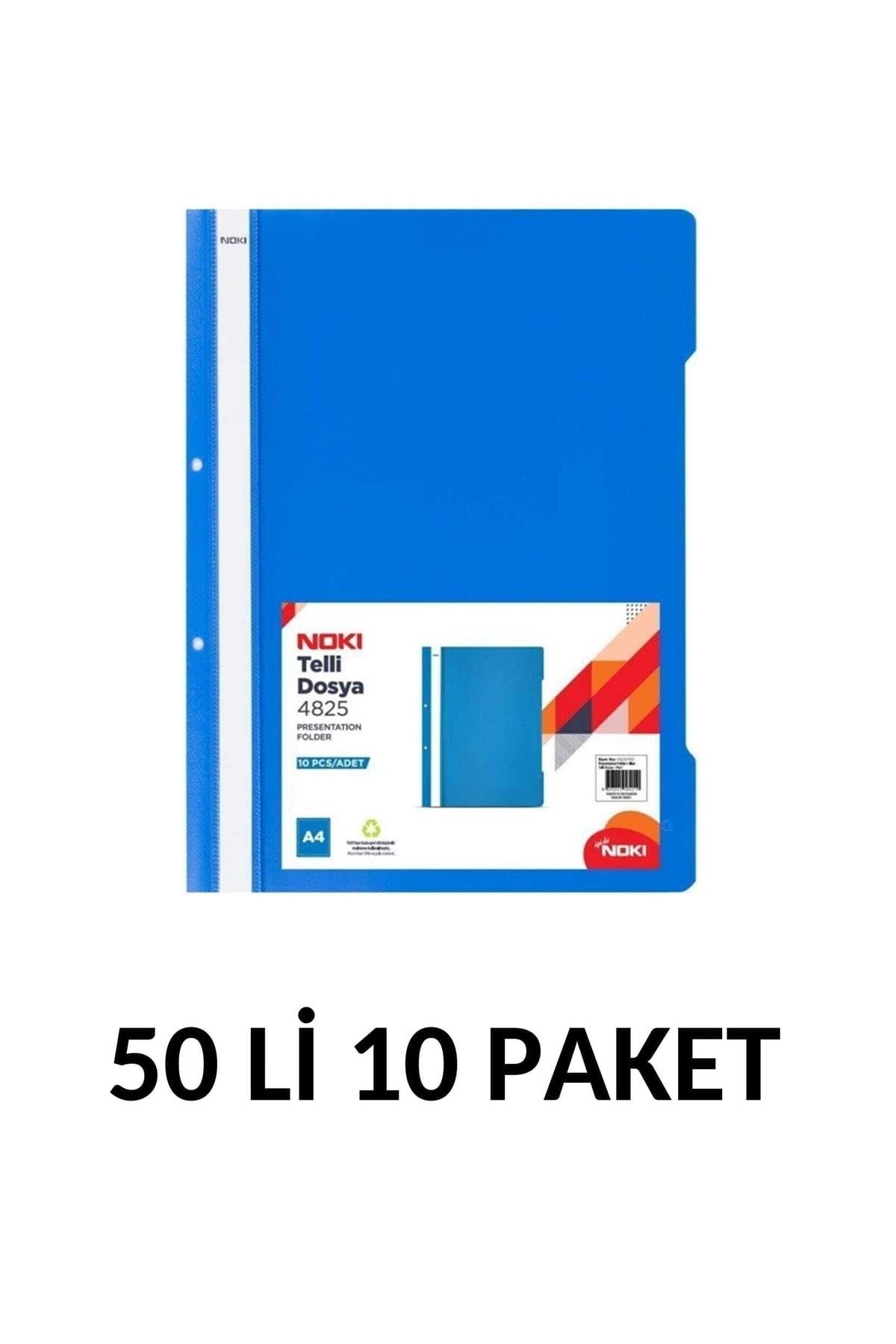 10 Paket Mavi Telli Dosya 50 Li