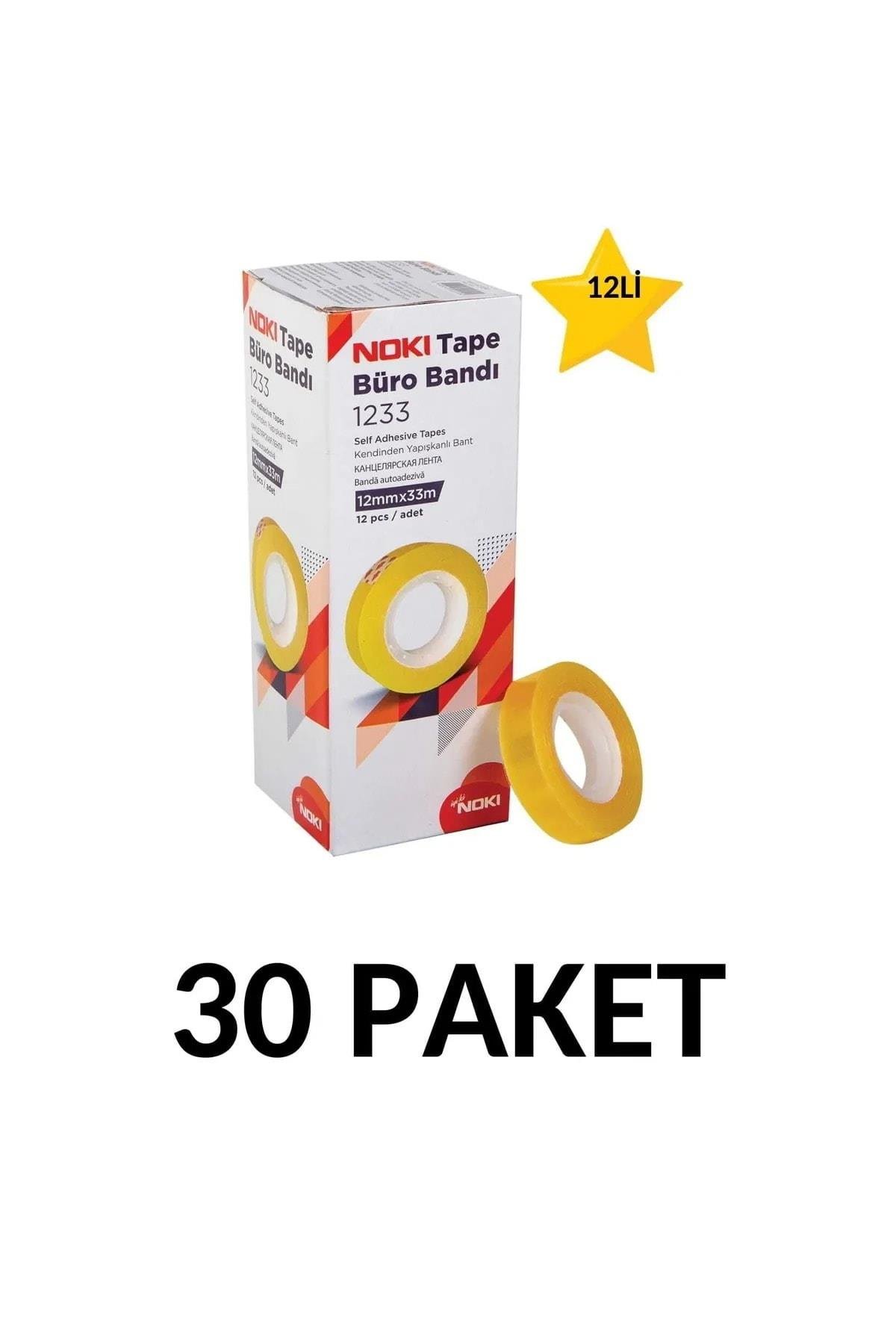30 Paket (1 Koli) 12mmx33m Şeffaf Büro Bandı Para Bandı 12li