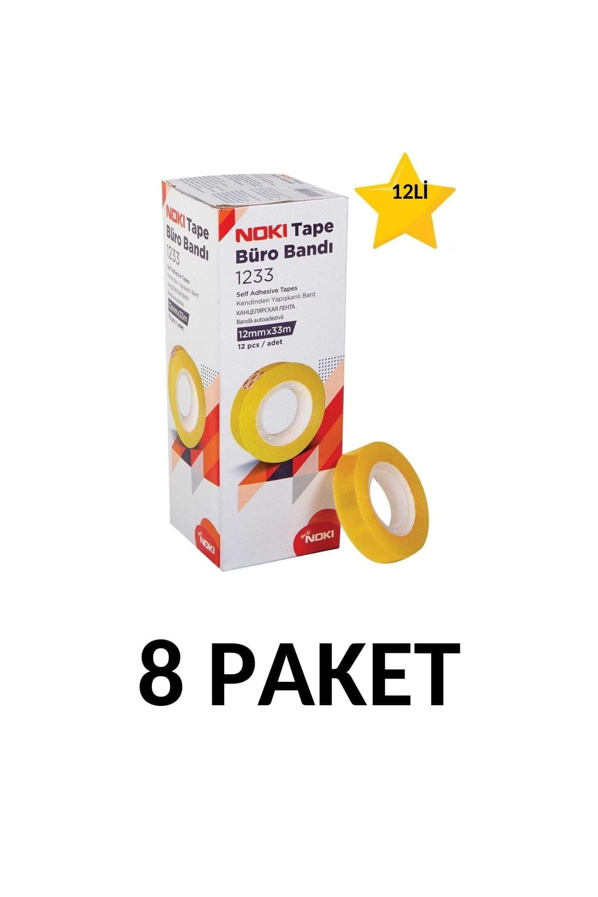 8 Paket (96 Adet) 12mmx33m Şeffaf Büro Bandı Para Bandı
