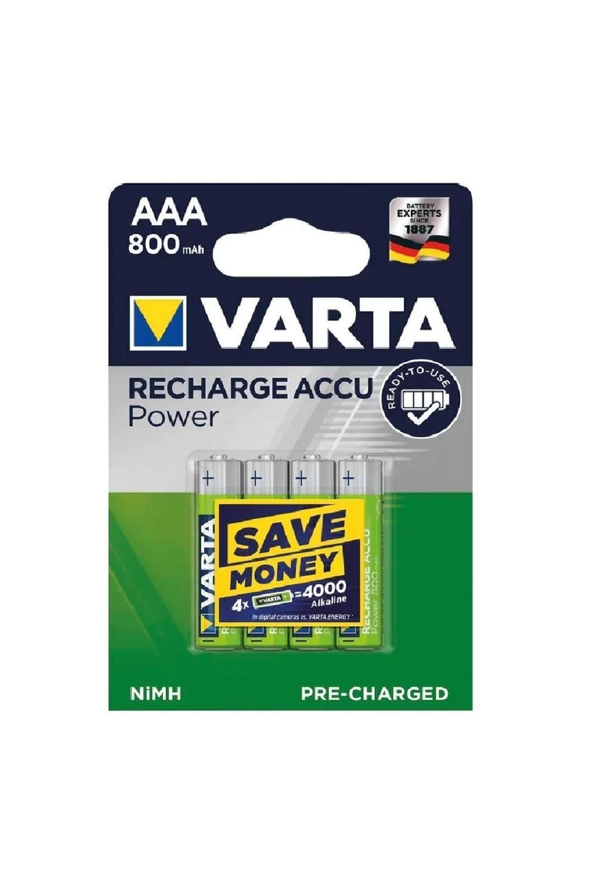 800mah Aaa Şarj Edilebilir Ince Kalem Pil 4'lü Paket