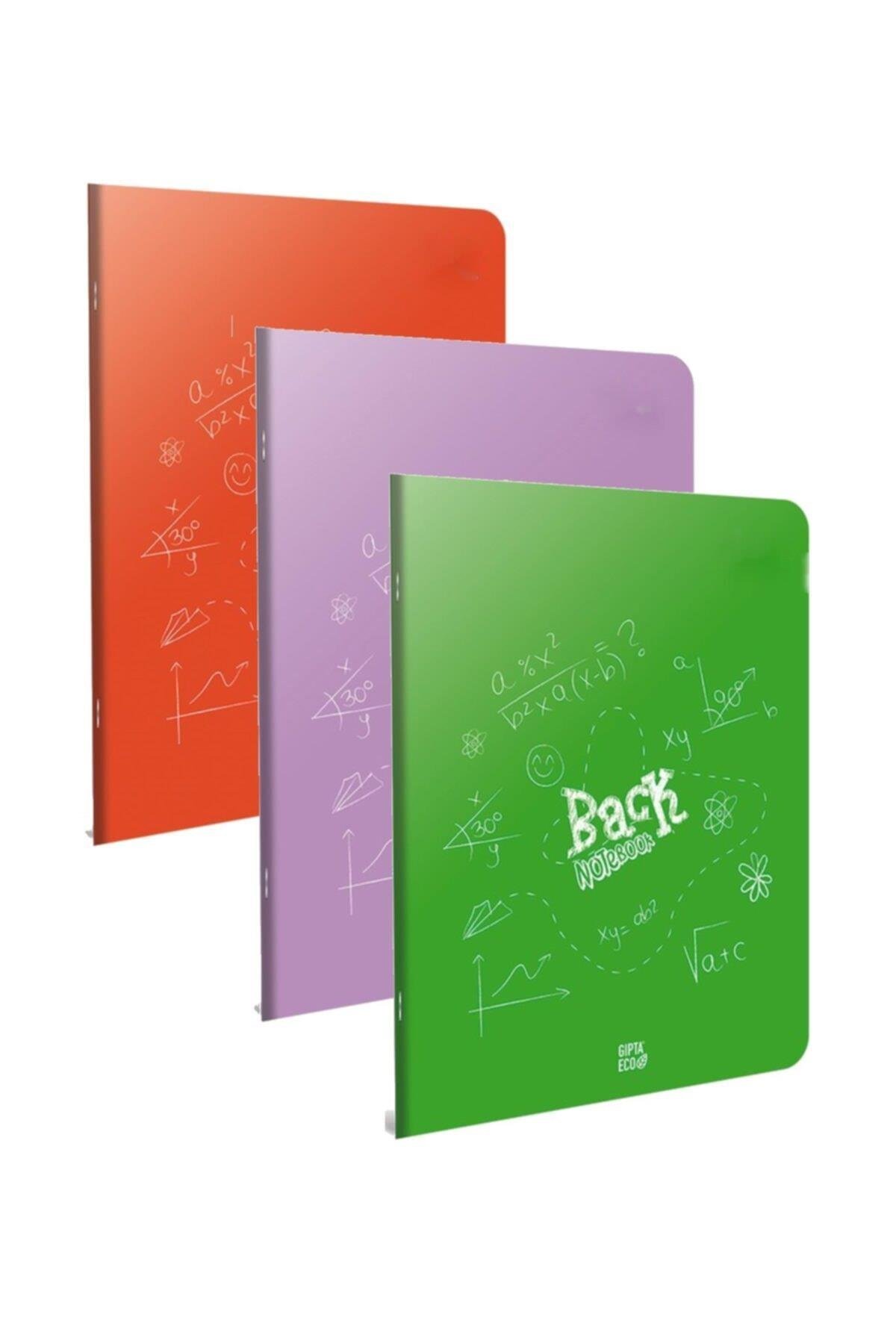 Back A4 60 Yaprak Plastik Kapak Dikişli Kareli Defter 3lü
