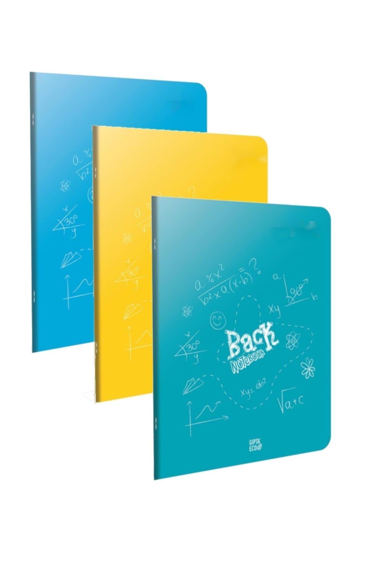Back A4 60 Yaprak Plastik Kapak Dikişli Kareli Defter 3lü
