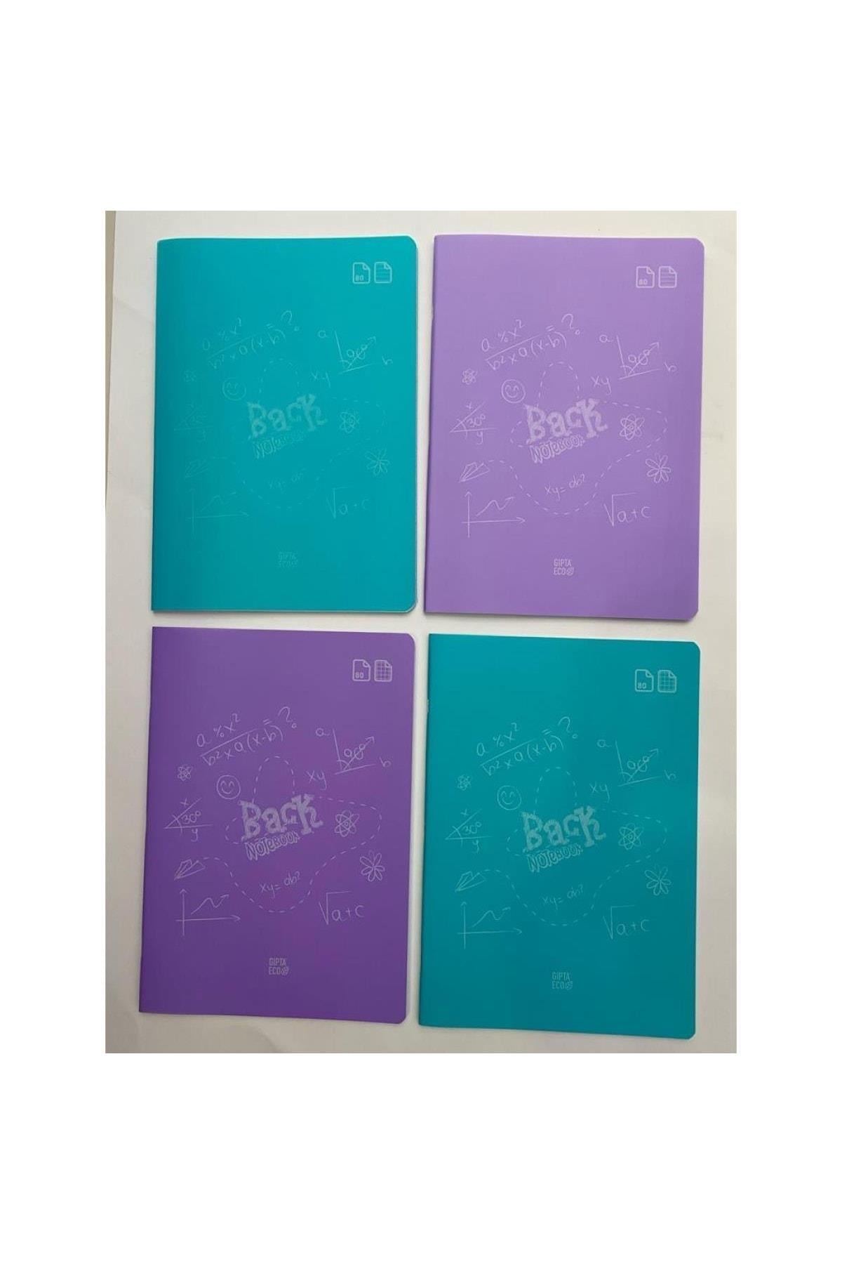Back A4 Defter Plastik Kapak Tel Dikişli 60 Yaprak 2 Çizgili + 2 Kareli ( 4 Adet )