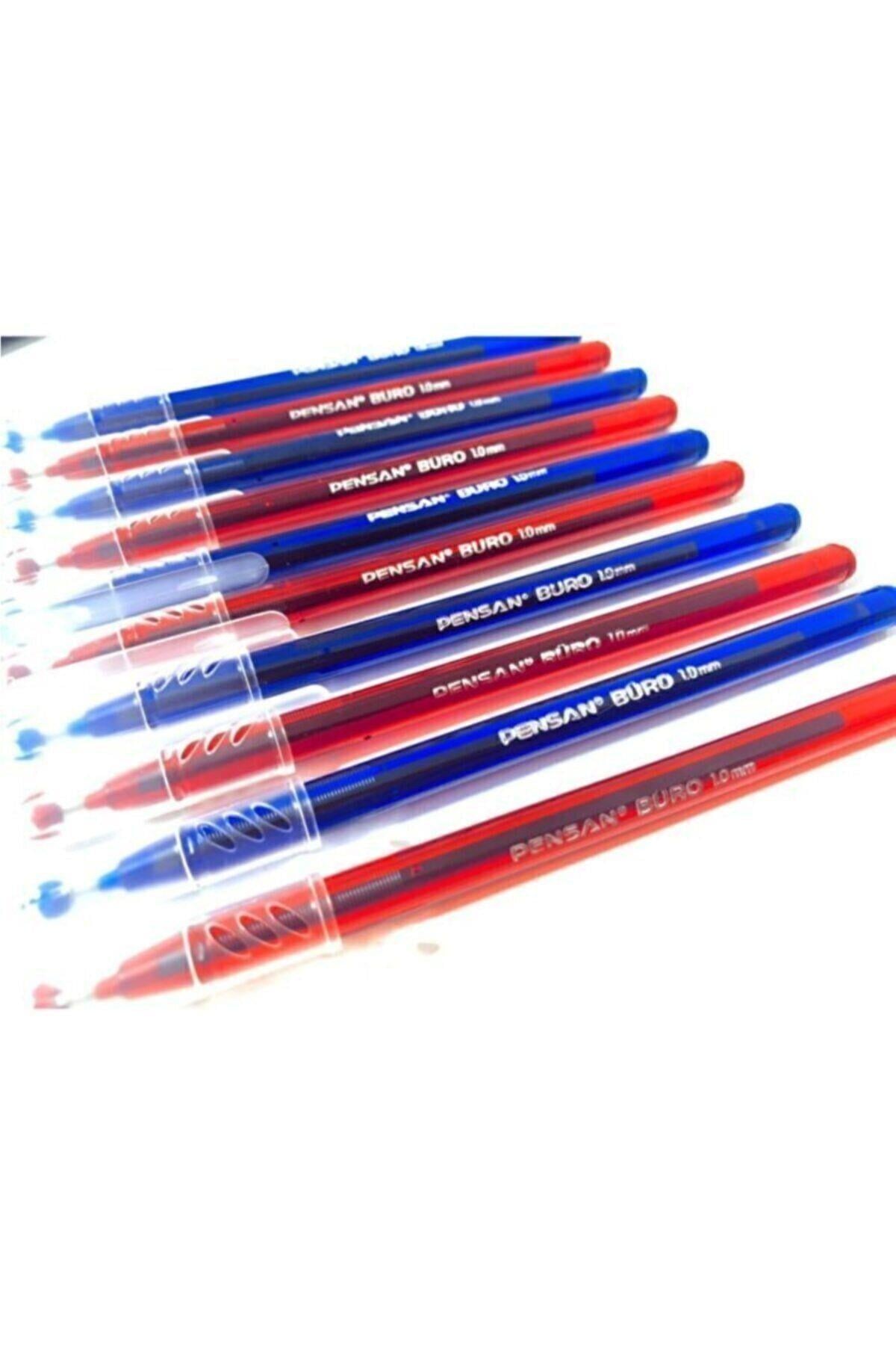 Büro 1.0 Mm Tükenmez Kalem 5 Kırmızı Kalem, 5 Mavi Kalem