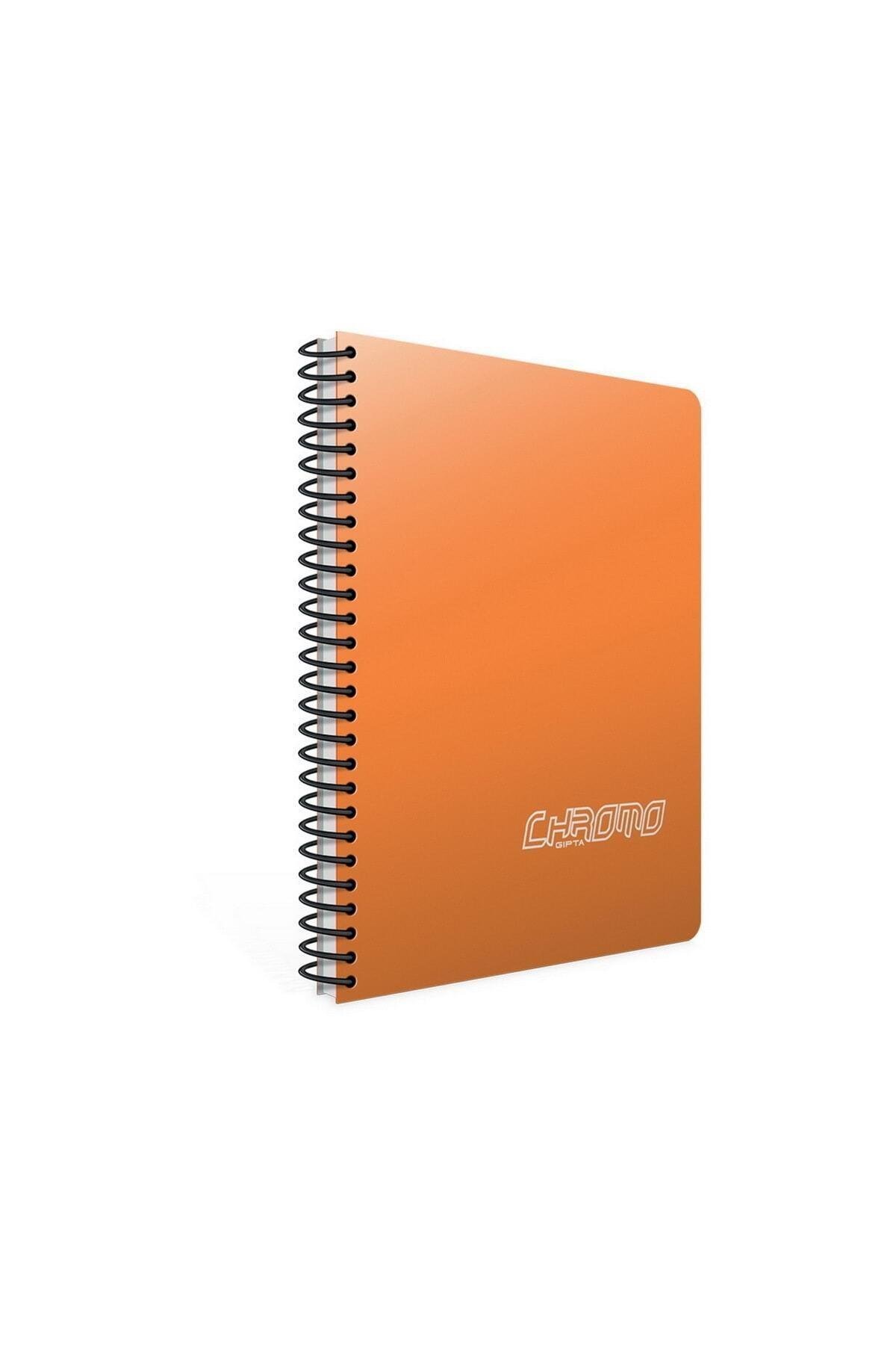 Chromo A4 100 Yaprak Plastik Kapak Spiralli Defter (1492) Kareli Turuncu
