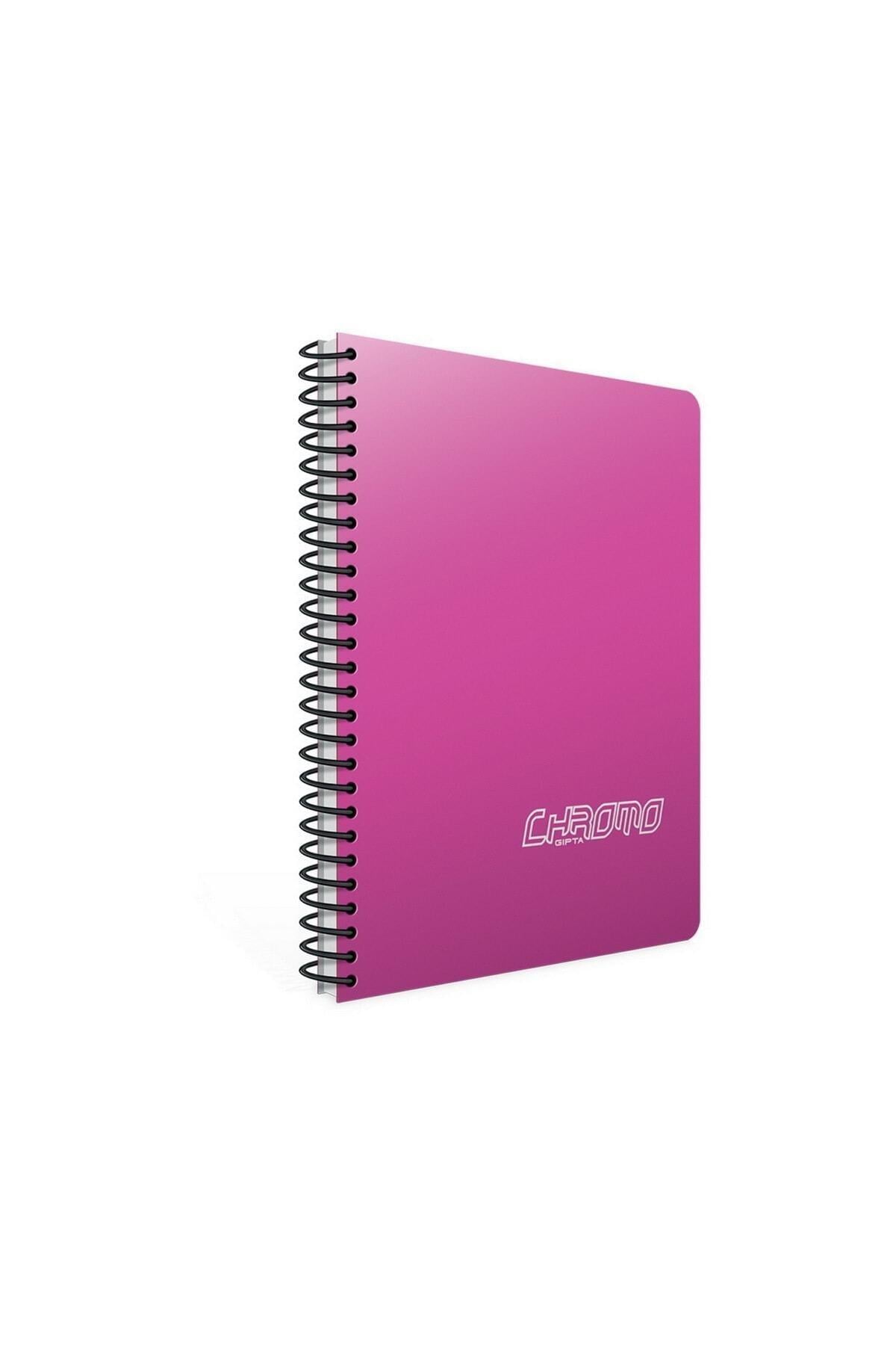 Chromo A4 140 Yaprak Plastik Kapak Spiralli Defter (1494) Kareli Pembe