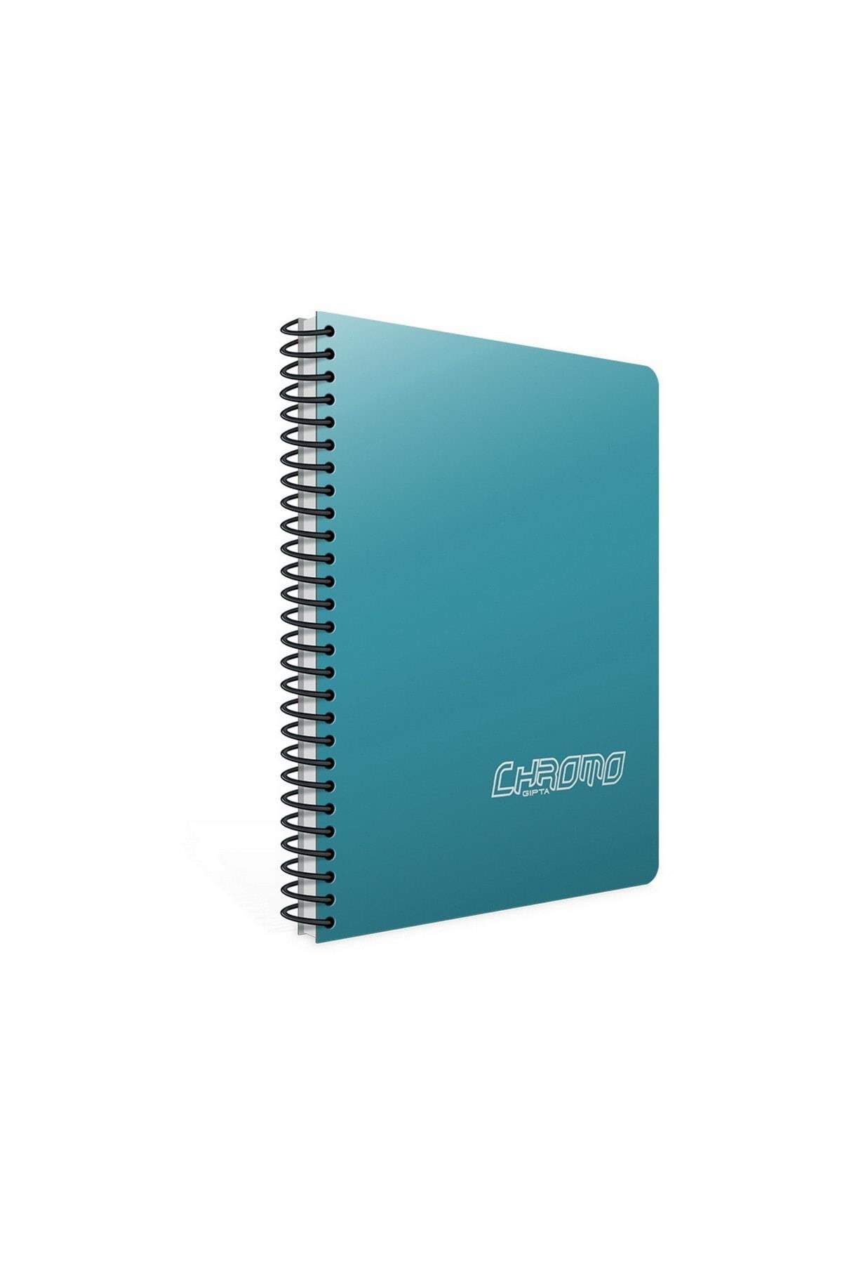 Chromo A4 40 Yaprak Plastik Kapak Spiralli Defter (1977) Kareli Turkuaz