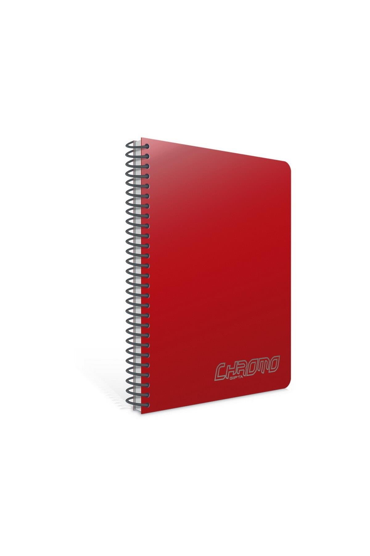 Chromo A4 40 Yaprak Plastik Kapak Spiralli Defter (1976) Çizgili Kırmızı
