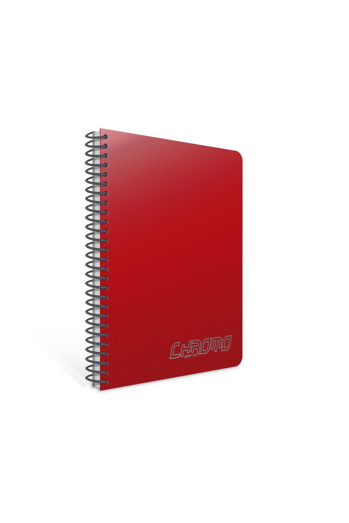Chromo A5 100 Yaprak Plastik Kapak Spiralli Defter (2311) Çizgili Kırmızı