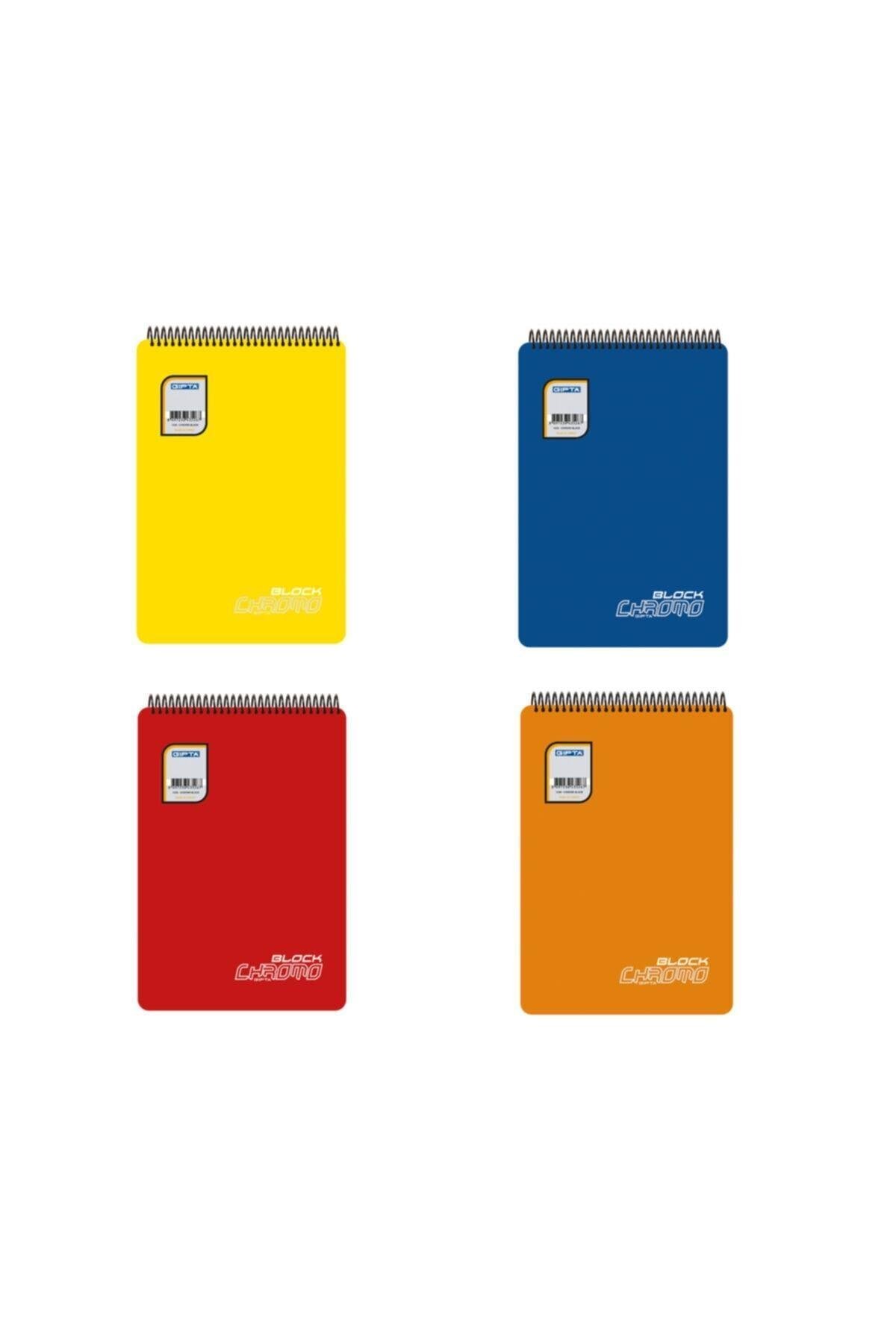 Chromo Block Üstten Spiralli Pp (PLASTİK) Kapak 80 Yaprak A4 Defter Seti Kareli (4 ADET)
