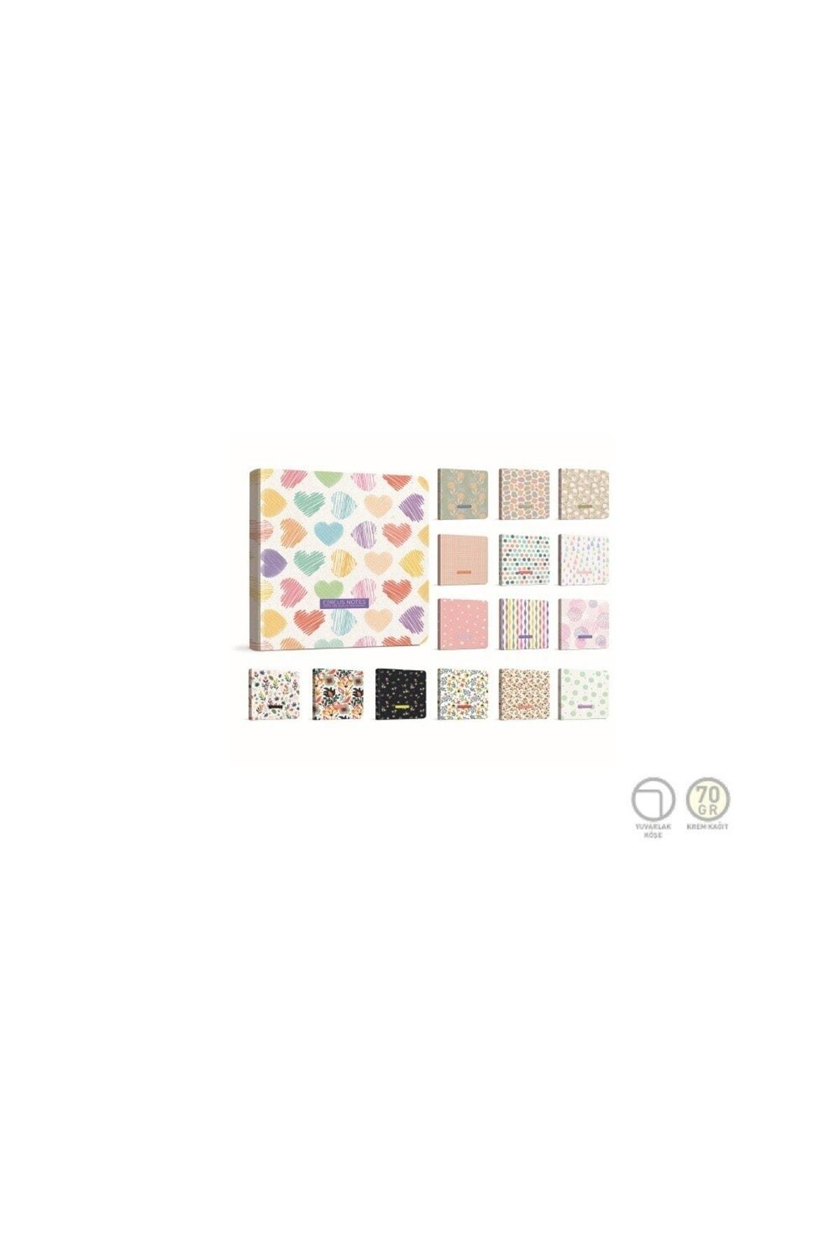 Circus Notes Ip Dikişli Sert Kapak Not Defteri 15x15cm 120 Yaprak Çizgisiz Stand (20 Li Paket) 5401