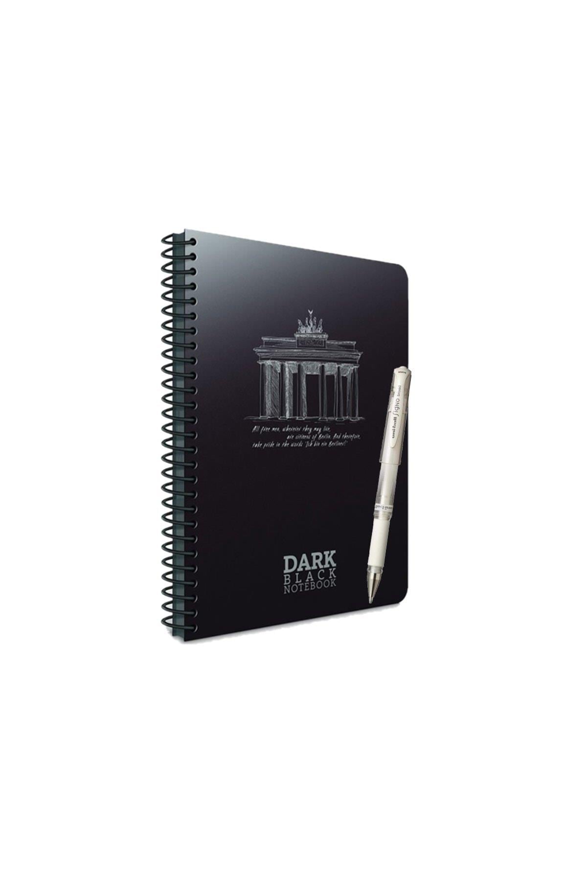 Dark Spiralli Pp Kapak Defter 17x24-50 Yaprak Çizgisiz + Uni-ball Beyaz Kalem