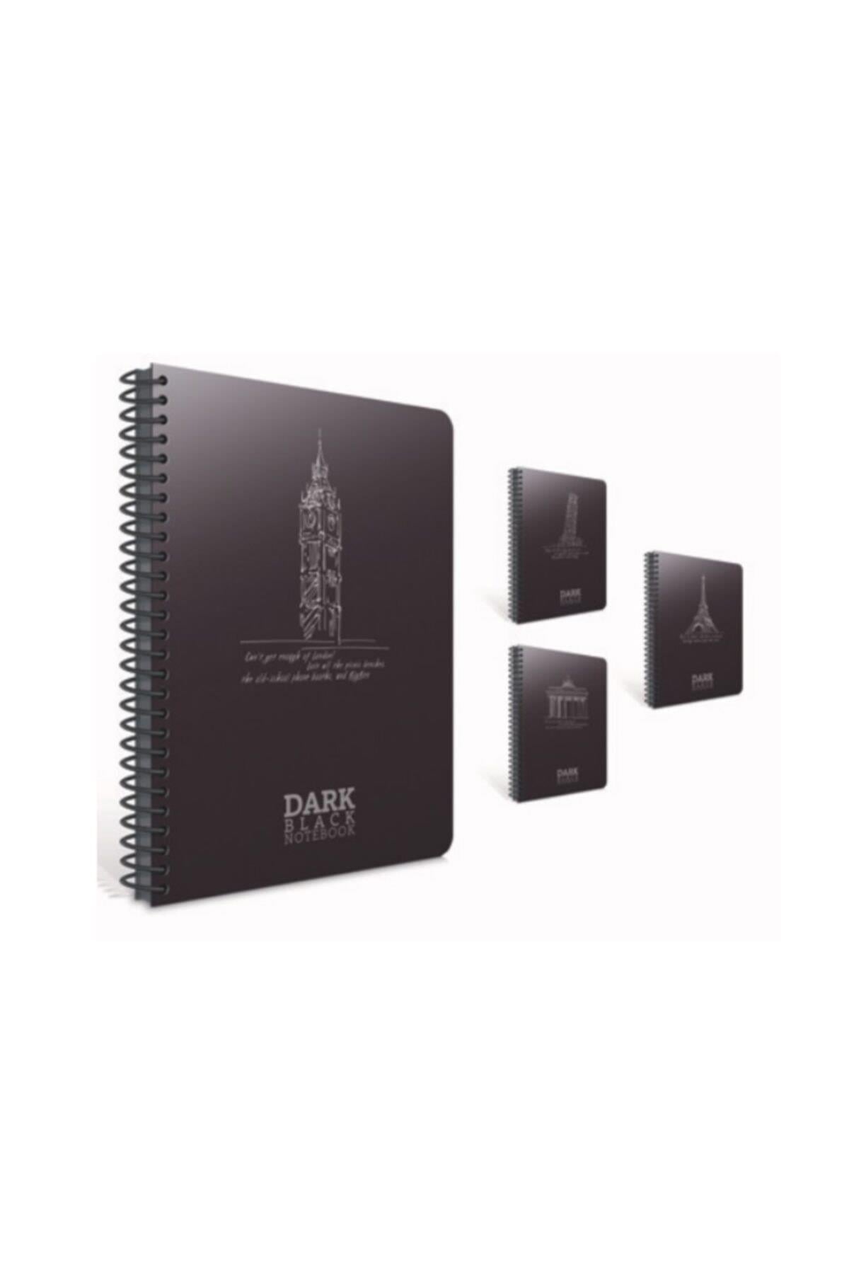 Dark Spiralli Pp Kapak Defter (siyah Kağıtlı) 12x17cm 50 Yp. Çizgisiz (3 Lü Paket) 2674