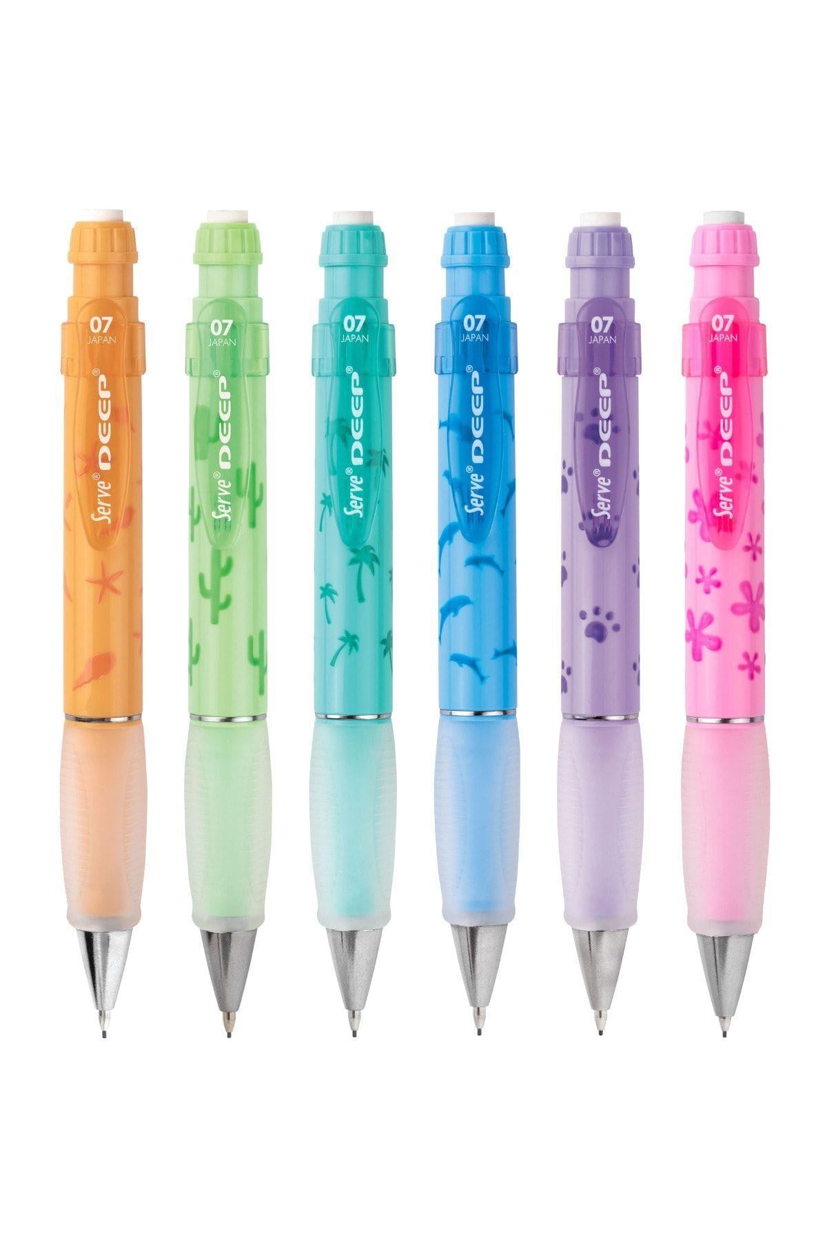 Deep 0.7 Mm Mekanik Kurşun Kalem Pastel Doğa Desenli 6'lı Set