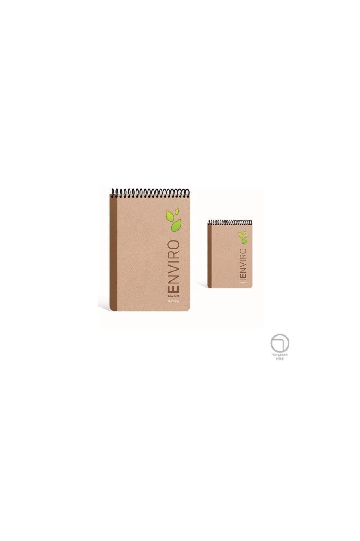 Enviro Spiralli Kraft Sert Kapak Bloknot Not Defteri 17x24cm 100 Yaprak Çizgisiz (4 Lü Paket) 5547