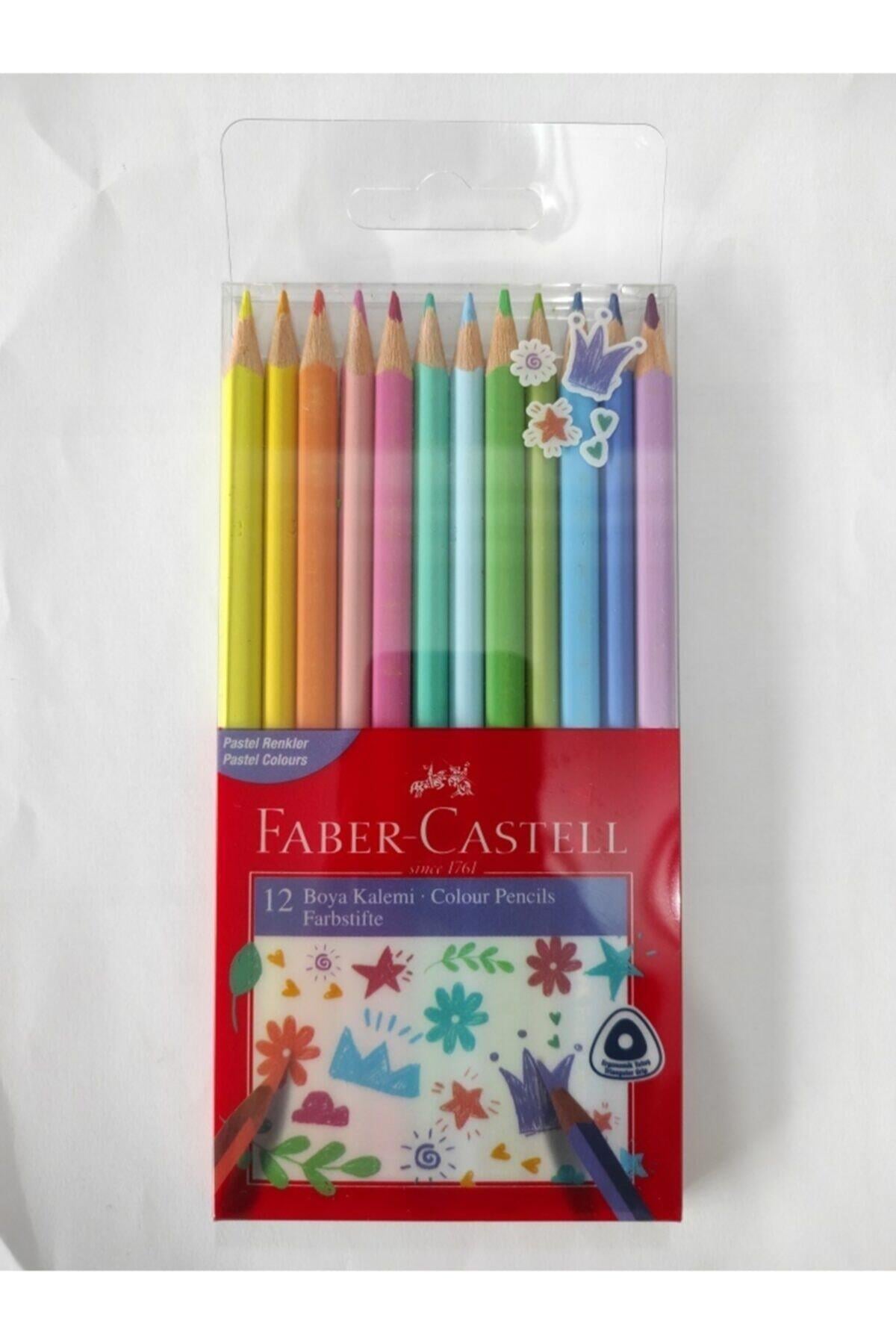 Faber 12 Renk Üçgen Kuru Boya Pastel Renkler 116313