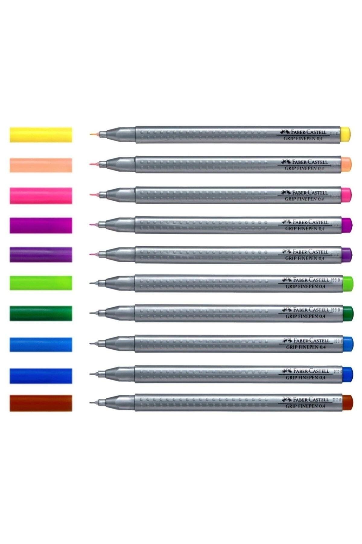 Faber-castell Grip Fineliner 0.4 Uç Keçeli Kalem 10 Renk Set
