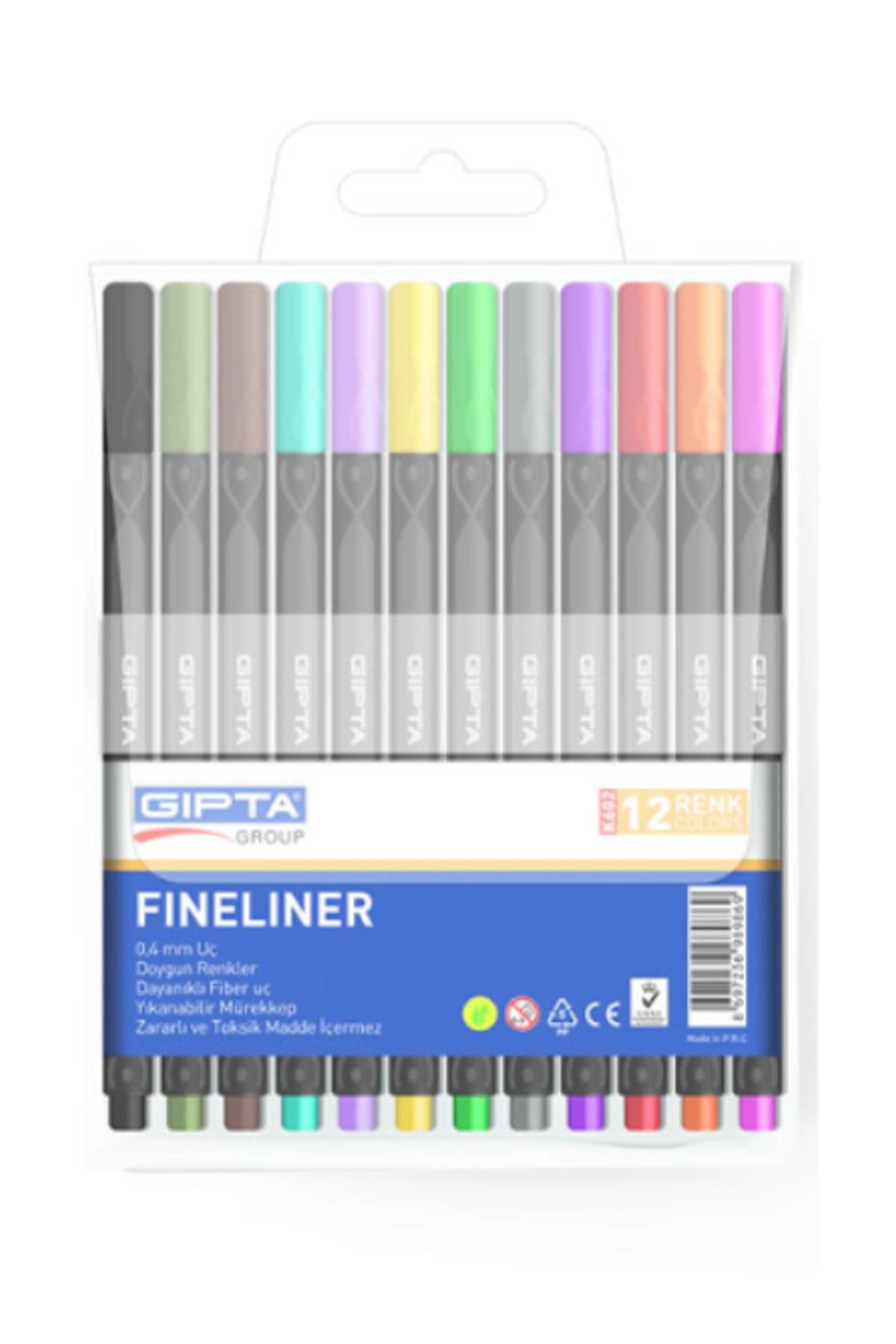 Fineliner Kalem 0.4mm Pvc Blister Üçgen 12 Renk