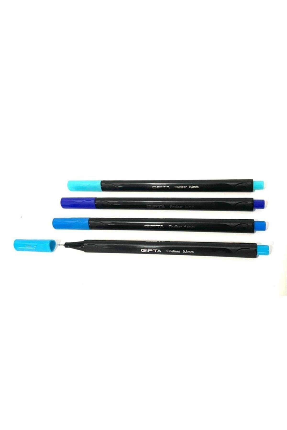 Fineliner Mavi Tonları 0.4 Mm Ince Uçlu Yazı Kalemi 4 'lü Set