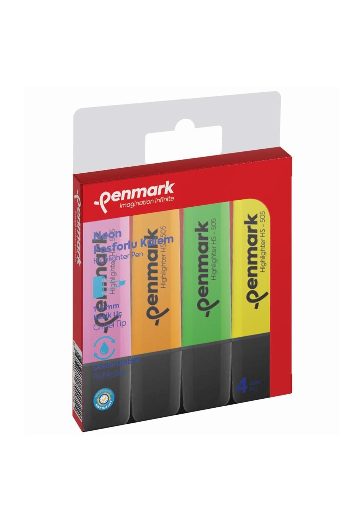 Fosforlu Kalem 4 Lü Karışık Renk Neon HS 505 4N