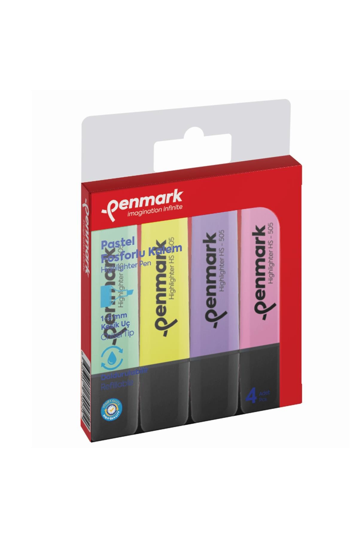 Fosforlu Kalem 4 Lü Karışık Renk Pastel HS 505 4P