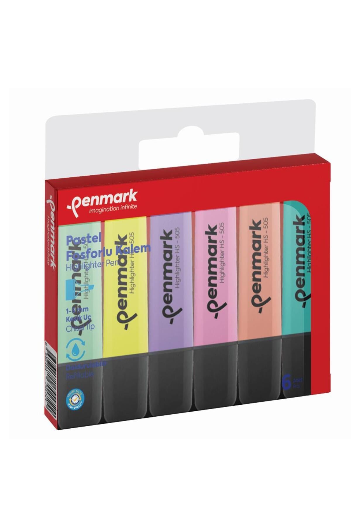 Fosforlu Kalem 6 Lı Karışık Renk Pastel HS 505 6P