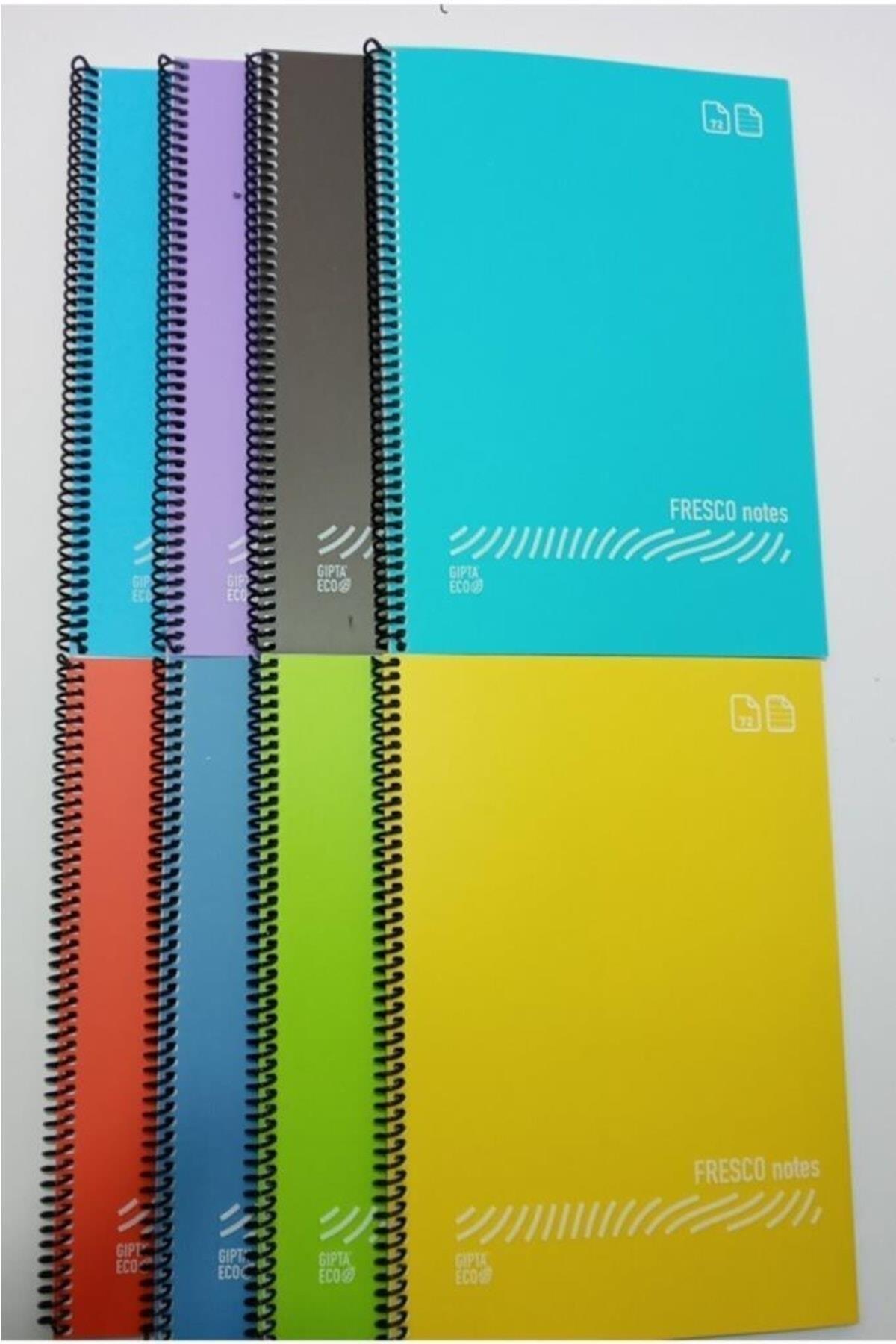 Fresco Spiralli Düz Plastik Defter A5 96 Yaprak Çizgili Küçük 12 Li Paket Küçük Boy