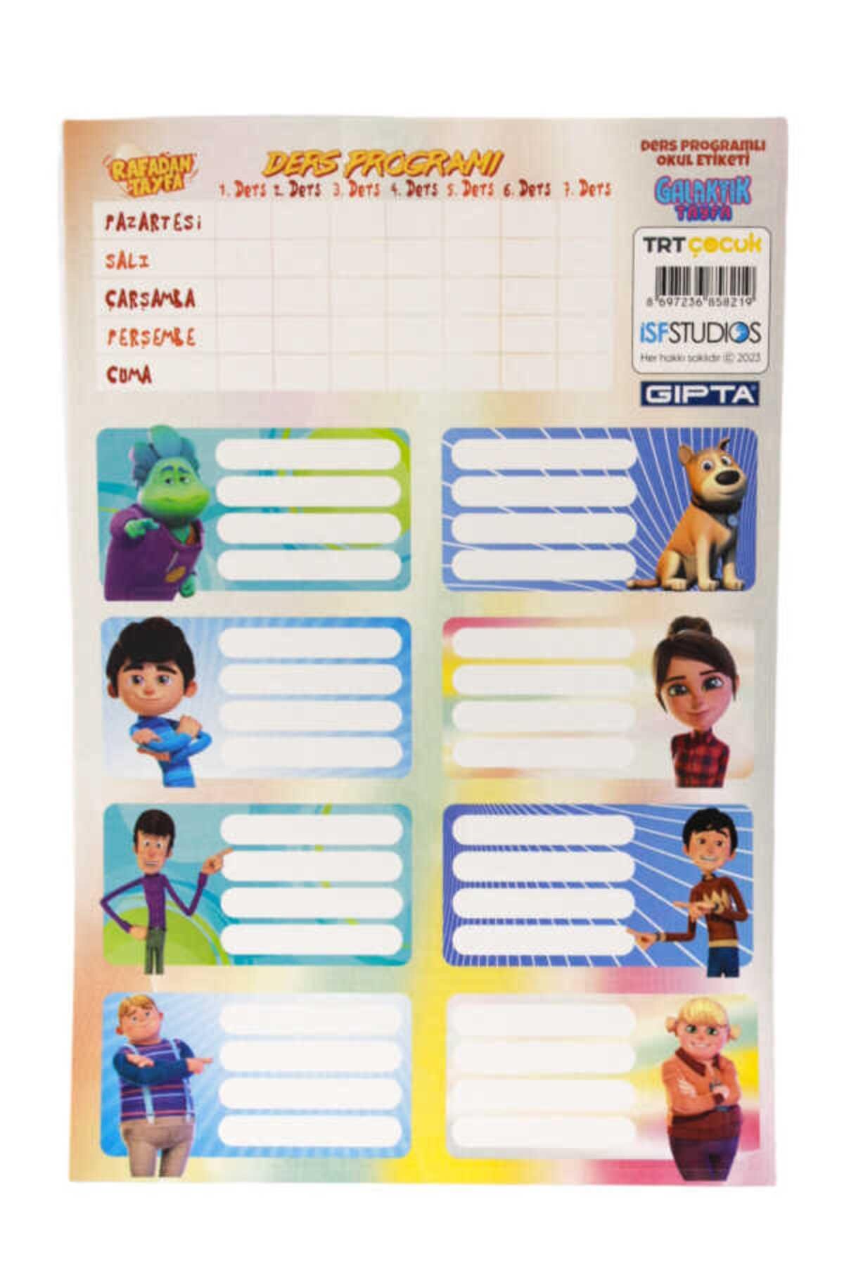 GIPTA RAFADAN TAYFA DERS PROGRAMI OKUL ETİKETİ 3 YAPRAK 16 x 24 cm
