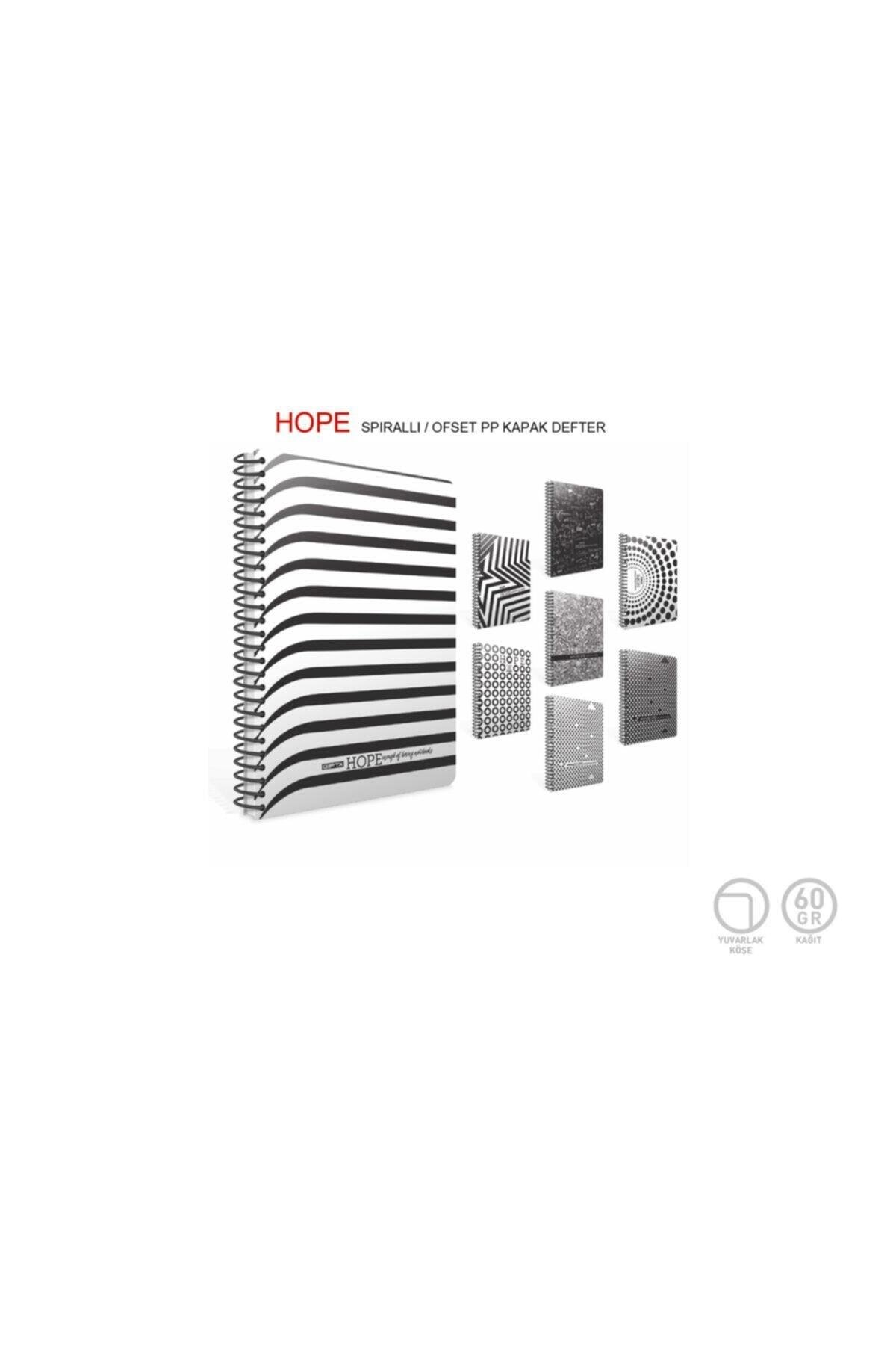 Hope 18.5x26cm Plastik Kapak 100 Yaprak Kareli Spiralli Defter