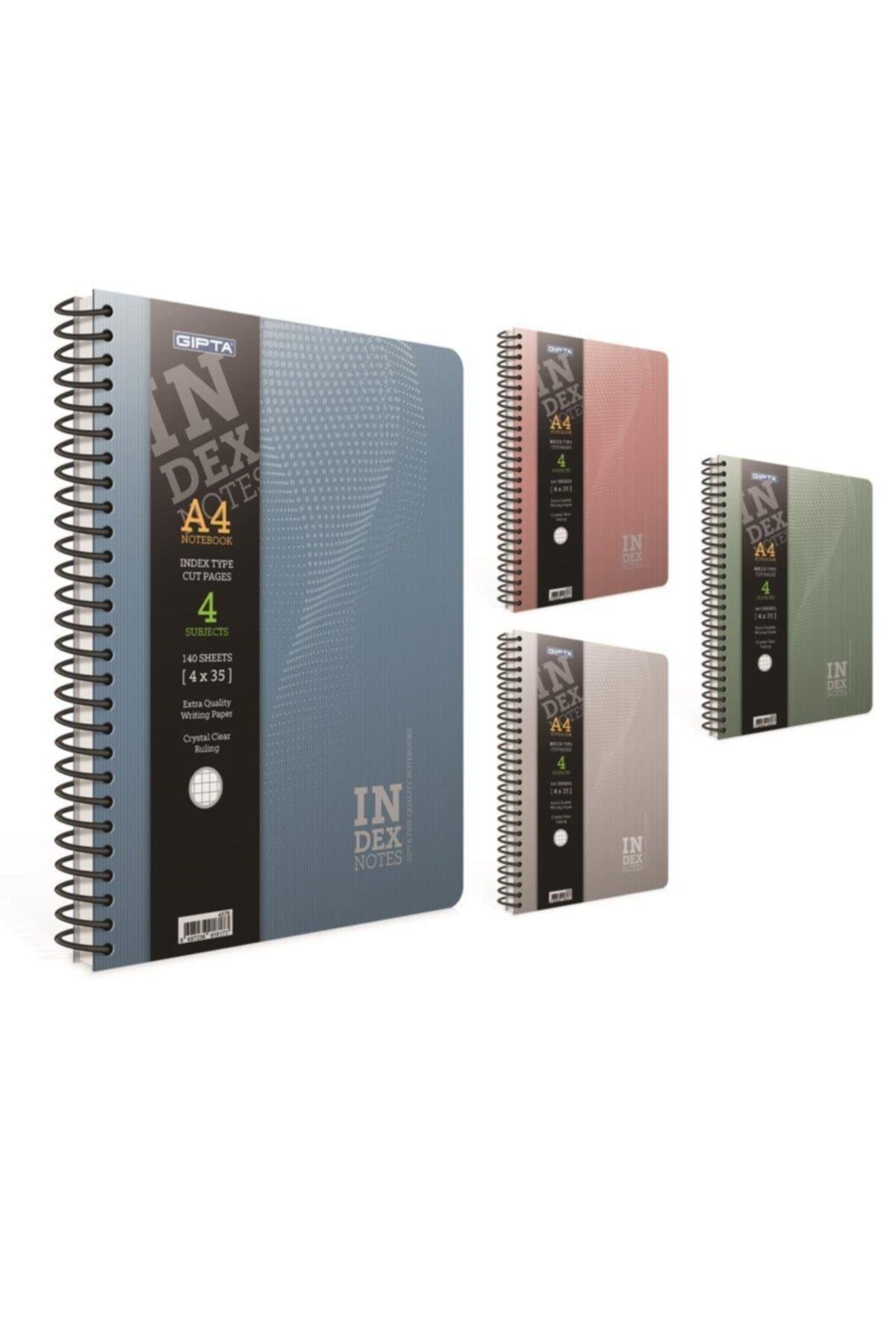 Index Notes A4 Spiralli Sert Kapak Defter 140 Yaprak Kareli (2 Li Paket) 4624