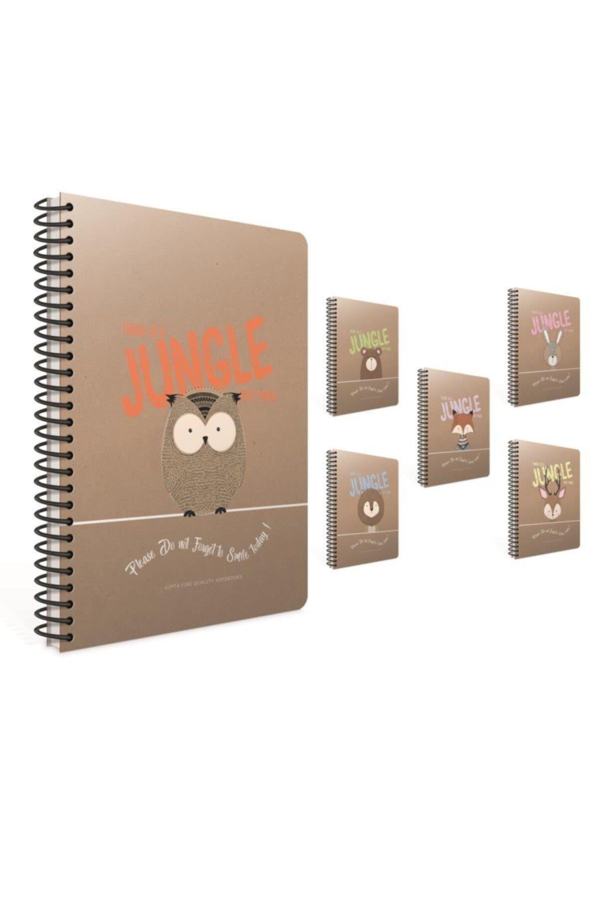 Jungle Out Spiralli Sert Kapak Defter 19x26cm 120 Yaprak Çizgili 4235 (Asorti 1 Adet)