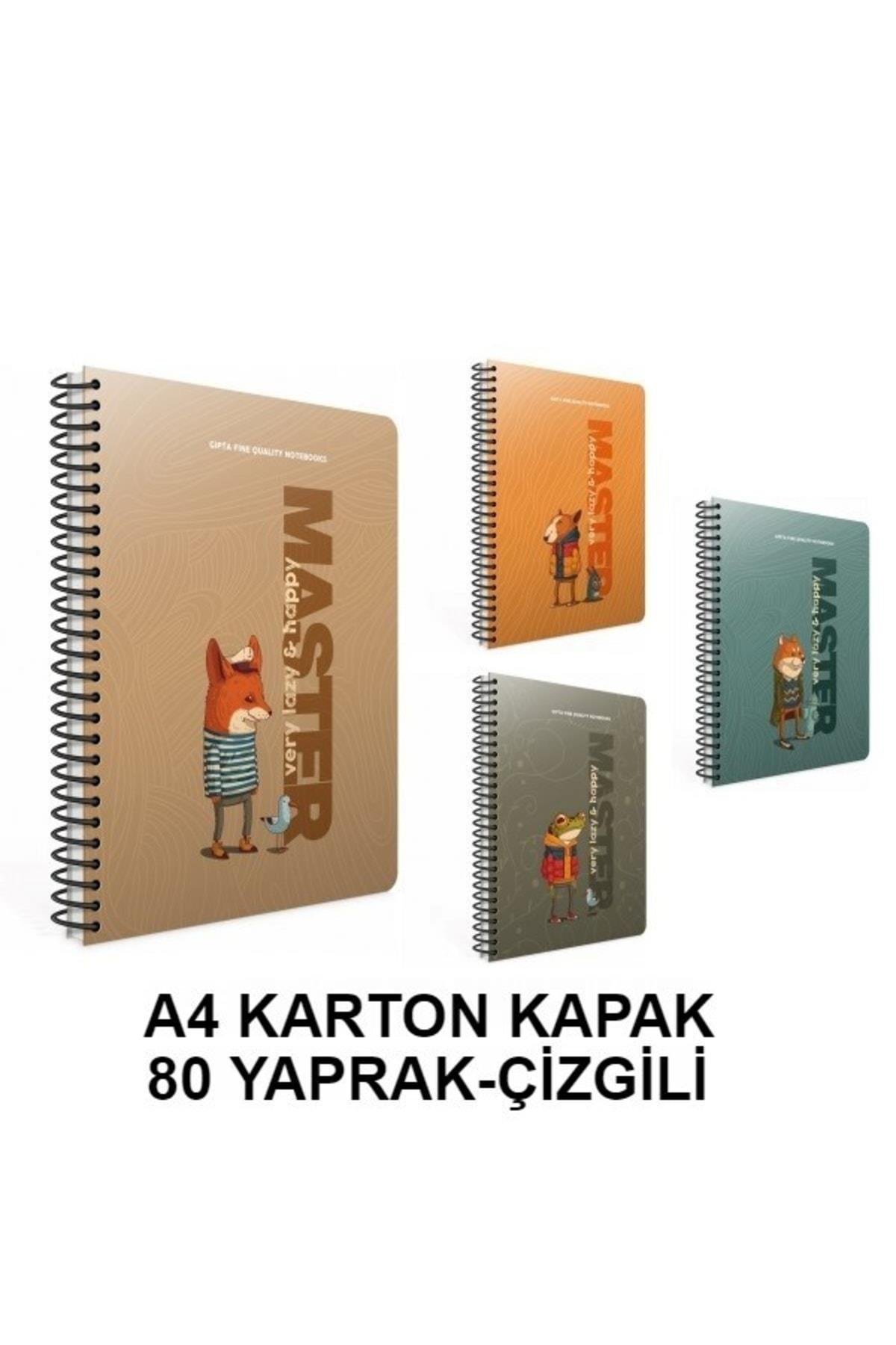 Lazy Master Spiralli Karton Kapak Defter A4 80 Yaprak Çizgili