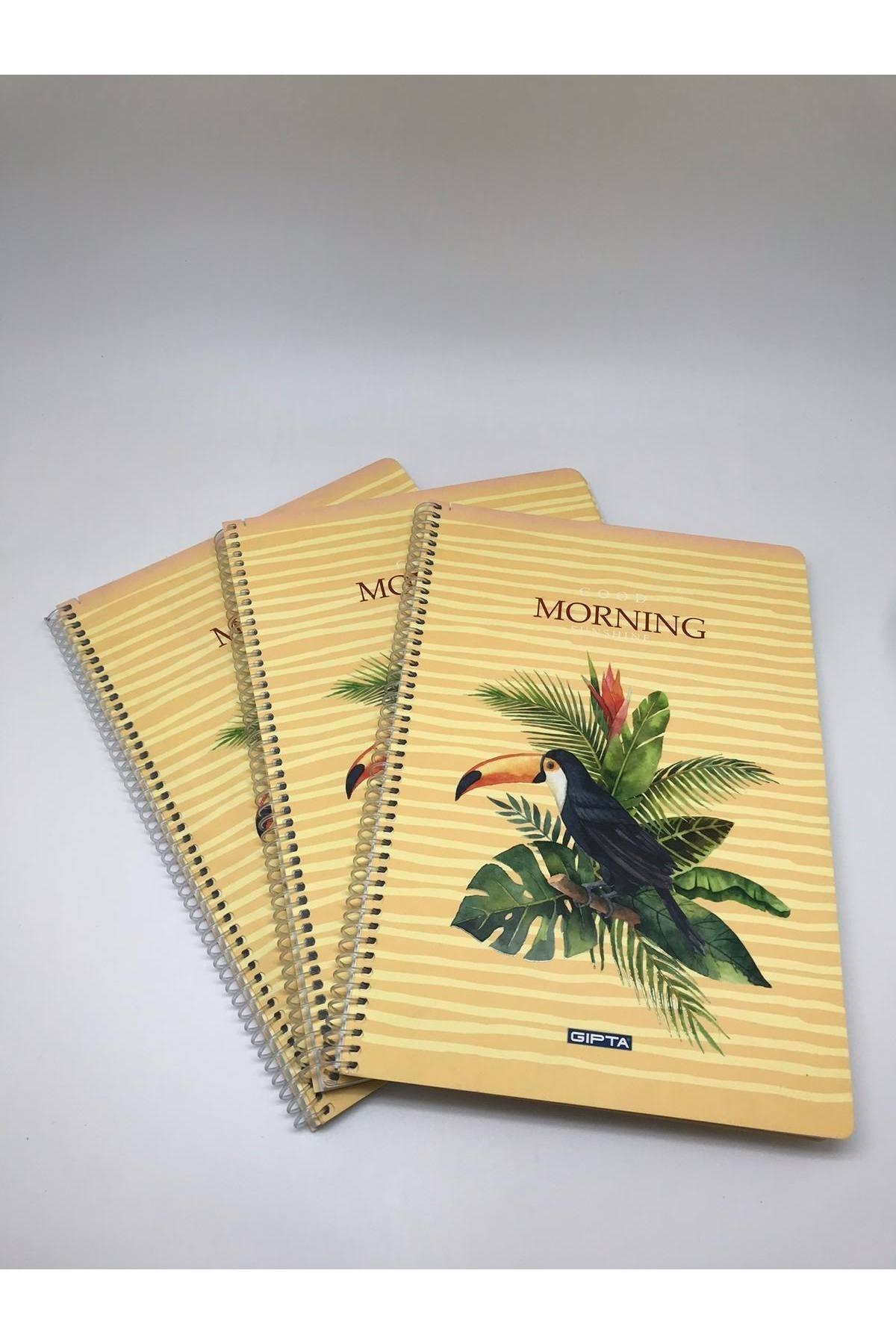 Morning Spiralli Karton Kapak A4 80 Yaprak Kareli Defter 3'lü