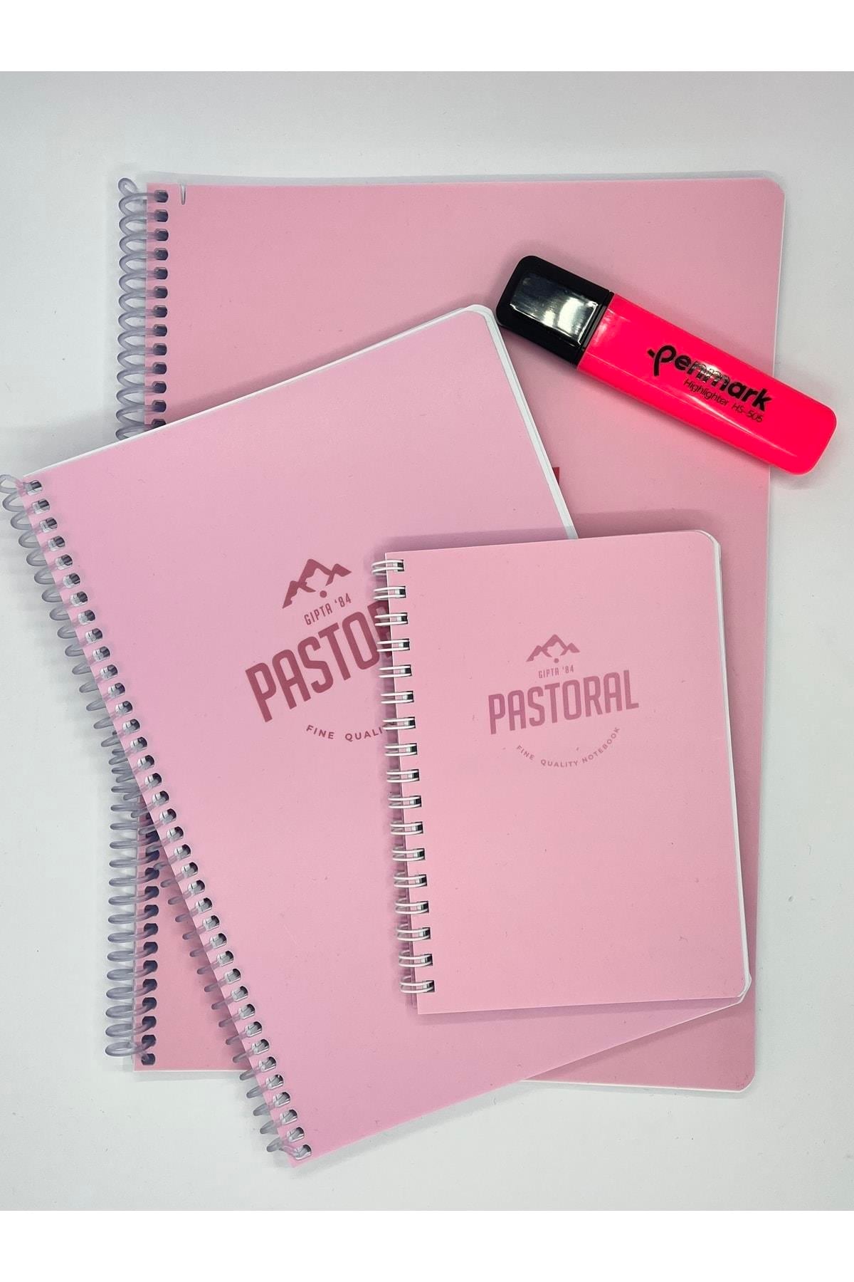 Pastoral 3'lü Kareli Defter Seti A6,a5,a4 80yp,96yp,96yp.(fosforlu Kalem Hediyeli )