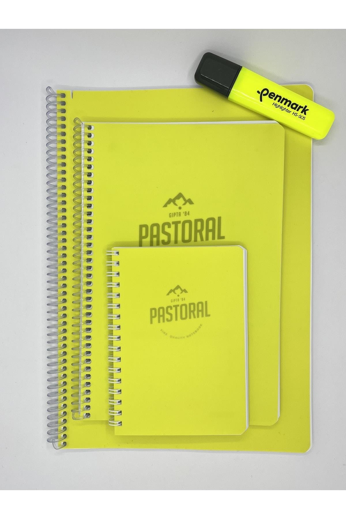 Pastoral 3'lü Kareli Defter Seti A6,a5,a4 80yp,96yp,96yp.(fosforlu Kalem )