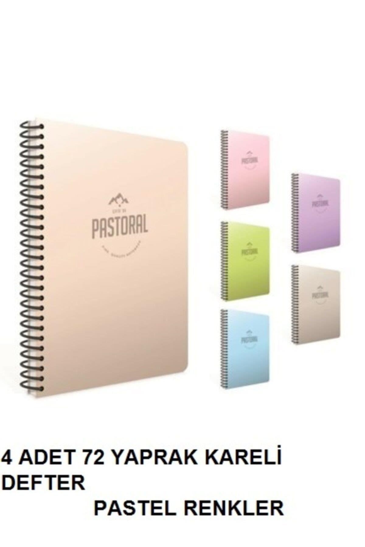 Pastoral 72yp. Kareli Pastel Renkli Defter 4 Adet
