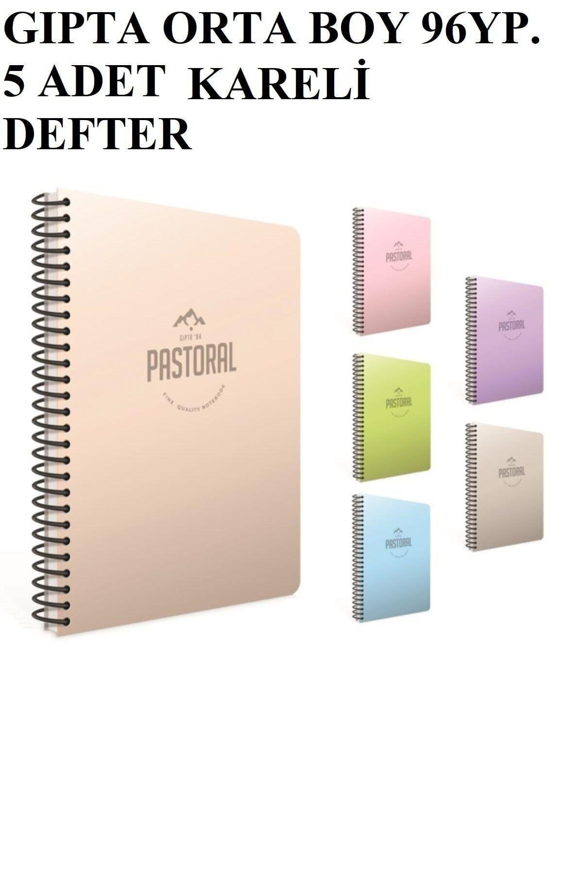 Pastoral Orta Boy 96 Yp. Kareli 5 Adet Defter