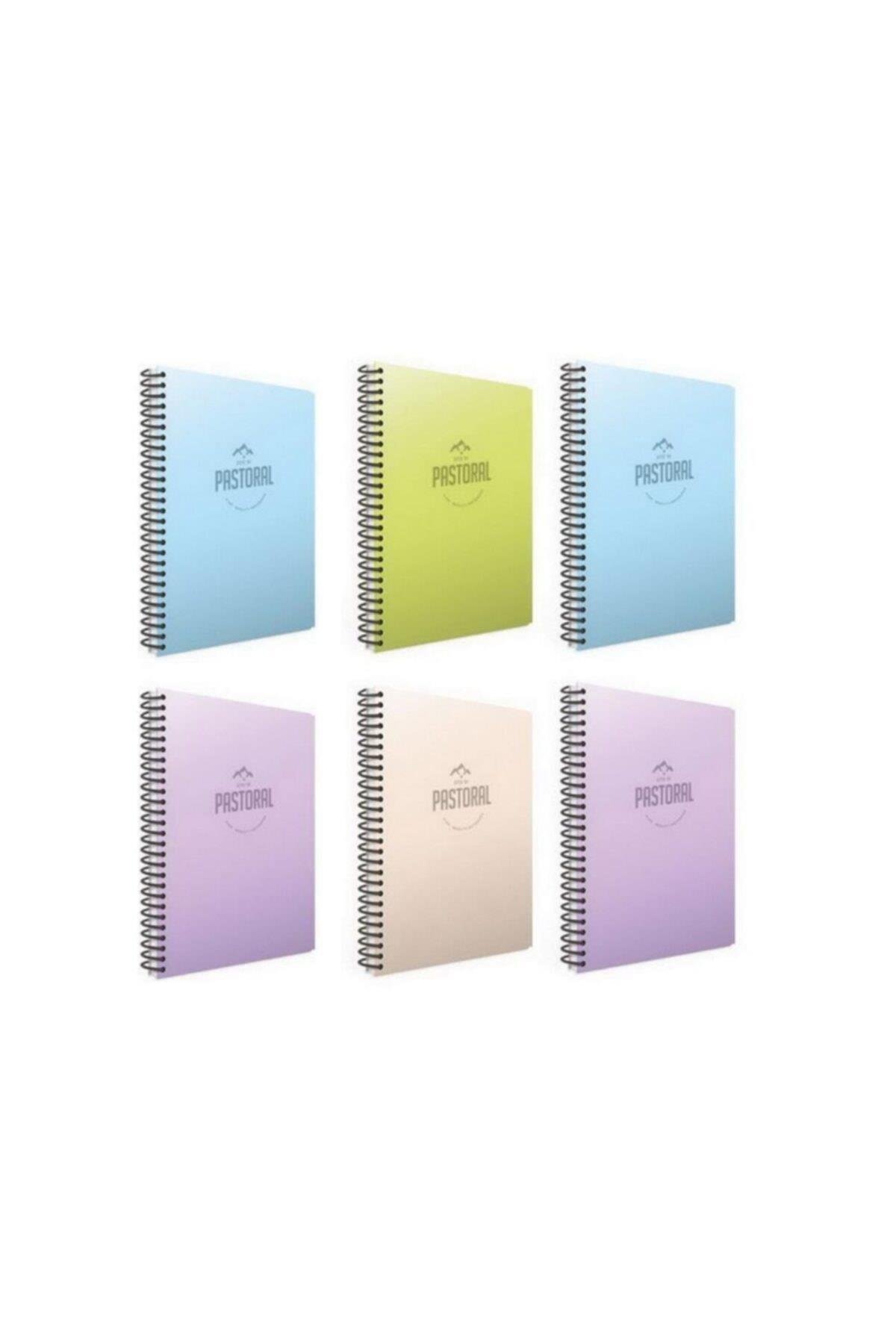 Pastoral Spiralli Plastik Kapak Defter A4 96 Yp. 3 Kareli + 3 Çizgili