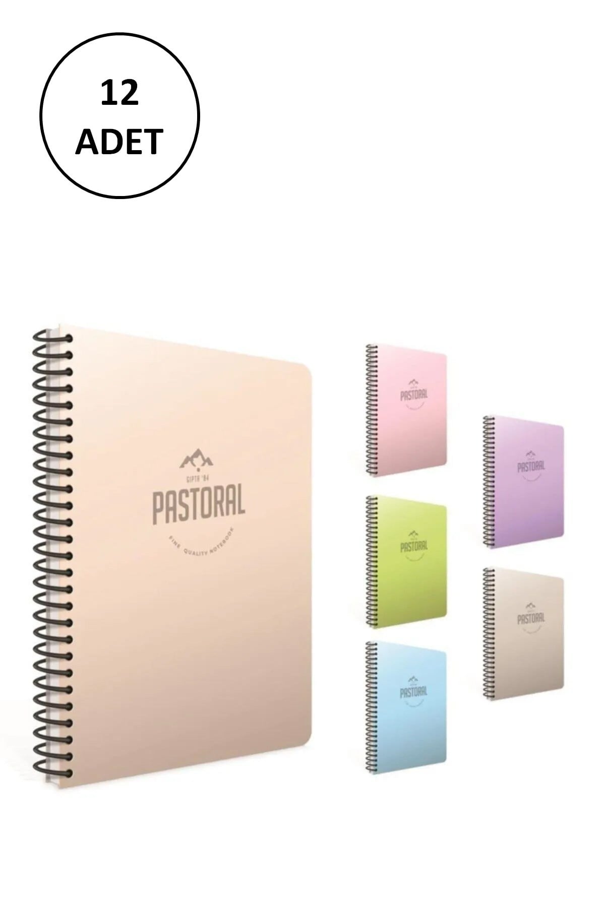 Pastoral Spiralli Pp Kapak Defter 17x24cm 72 Yaprak Kareli (12 ADET)