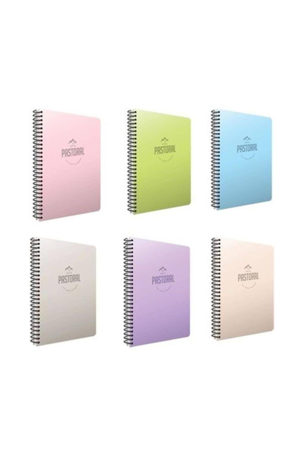 Pastoral Spiralli Pp Kapak Defter A4 96 Yaprak - 3 Kareli, 3 Çizgili 6'lı