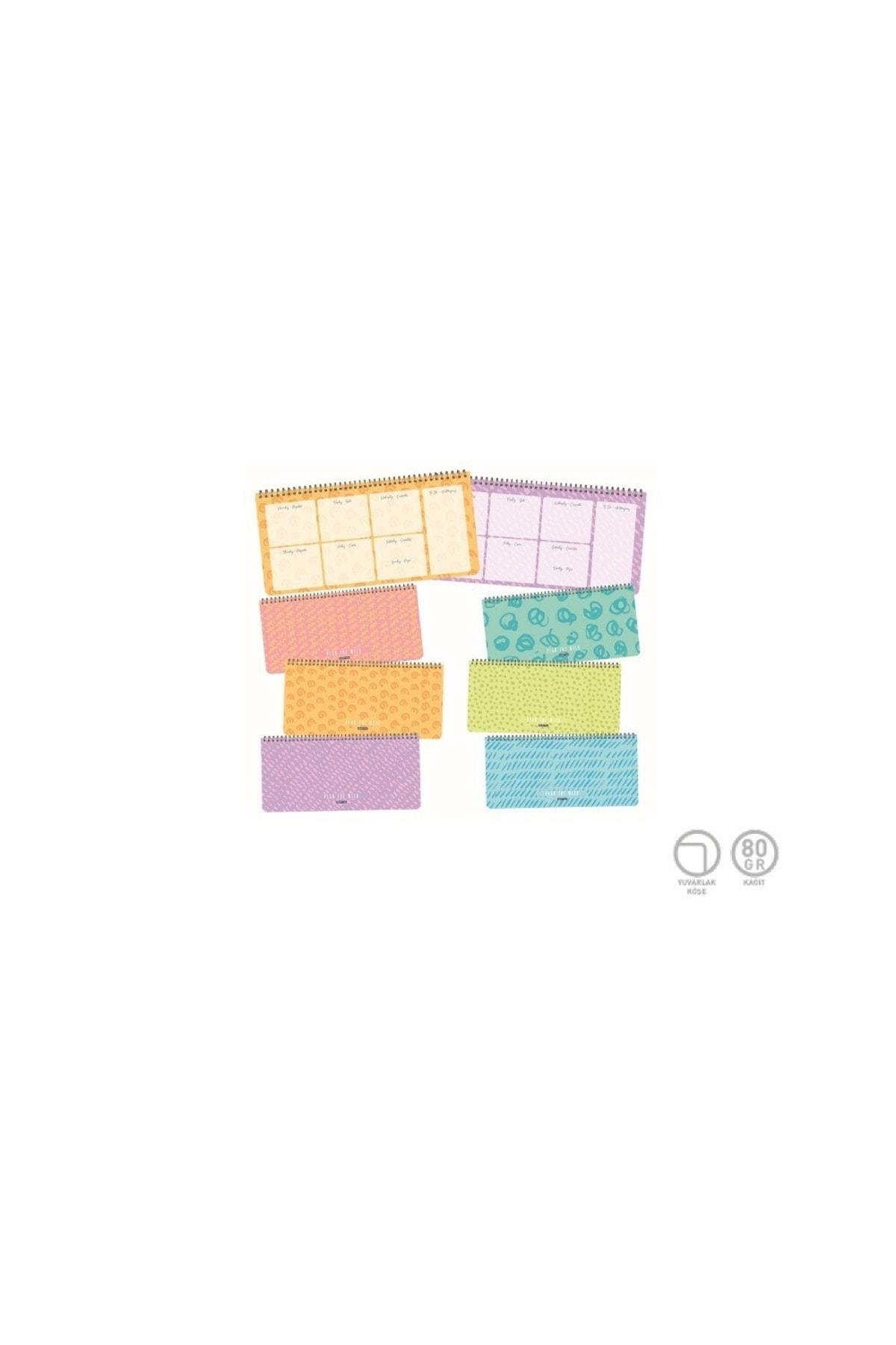 Plan The Week Spiralli Karton Kapak Defter 13x27cm 54 Yaprak (4 Lü Paket) 5678