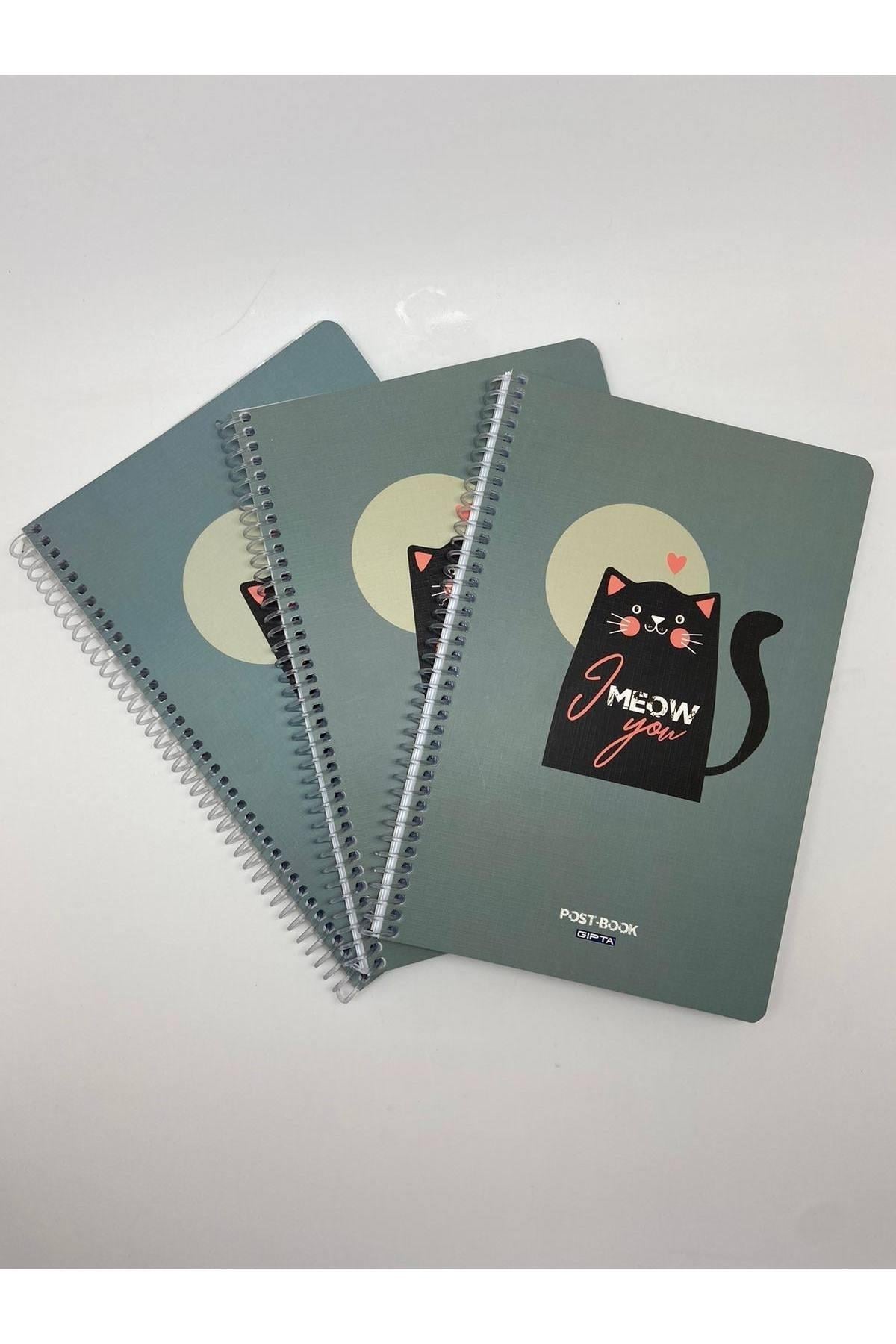 Post-book Spiralli Karton Kapak 17x24 80 Yaprak Kareli Defter 3'lü
